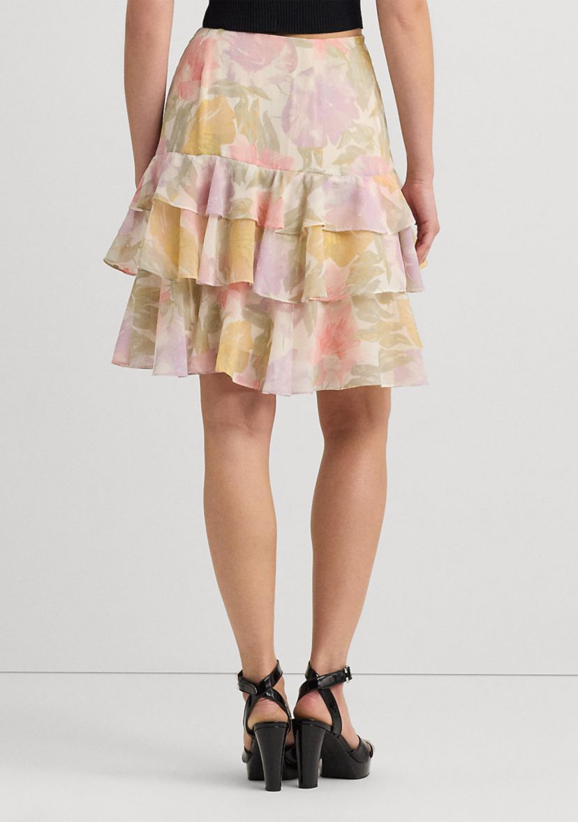 Petite Floral Crinkle Georgette Tiered Skirt