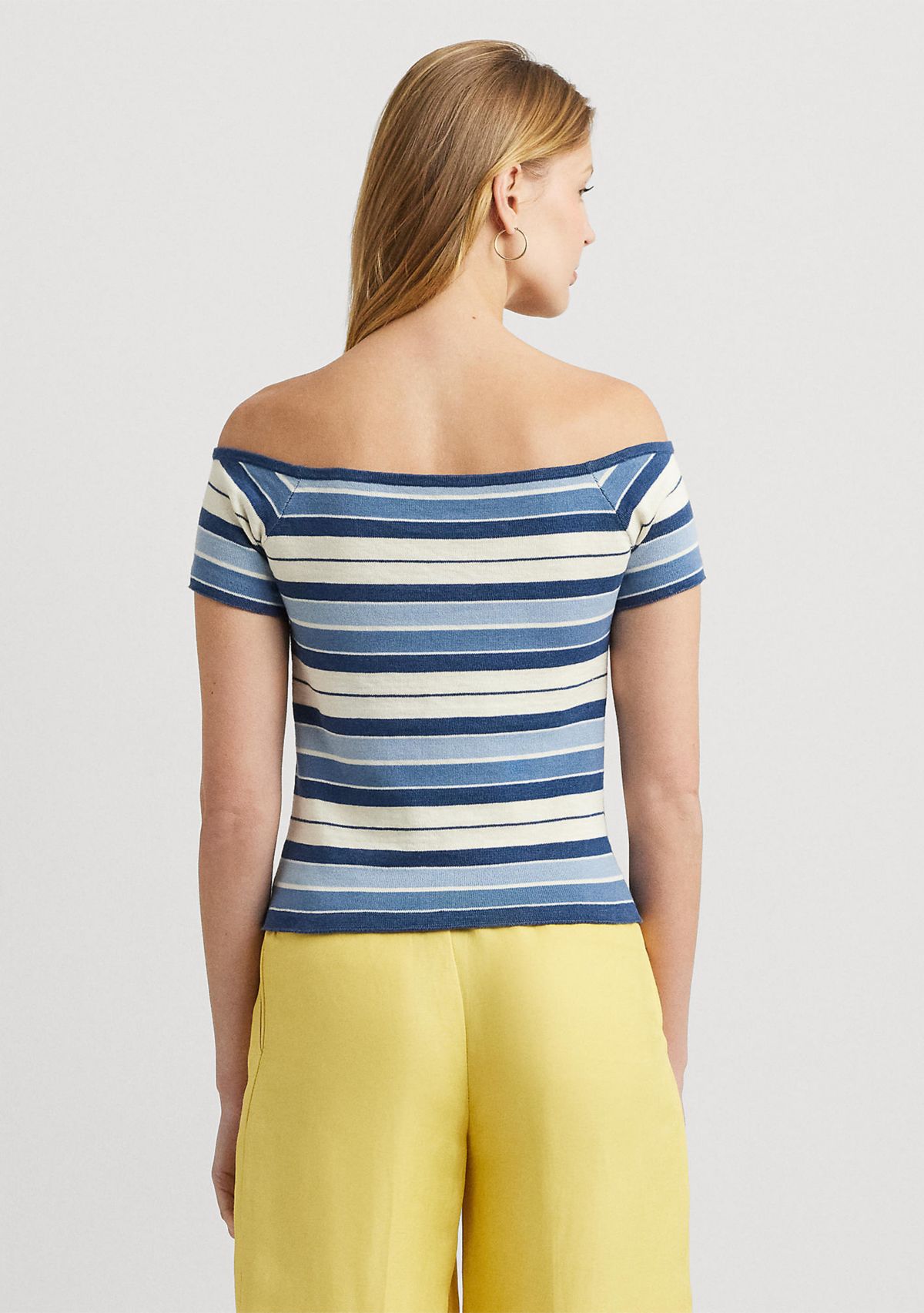 Petite Striped Off the Shoulder Sweater