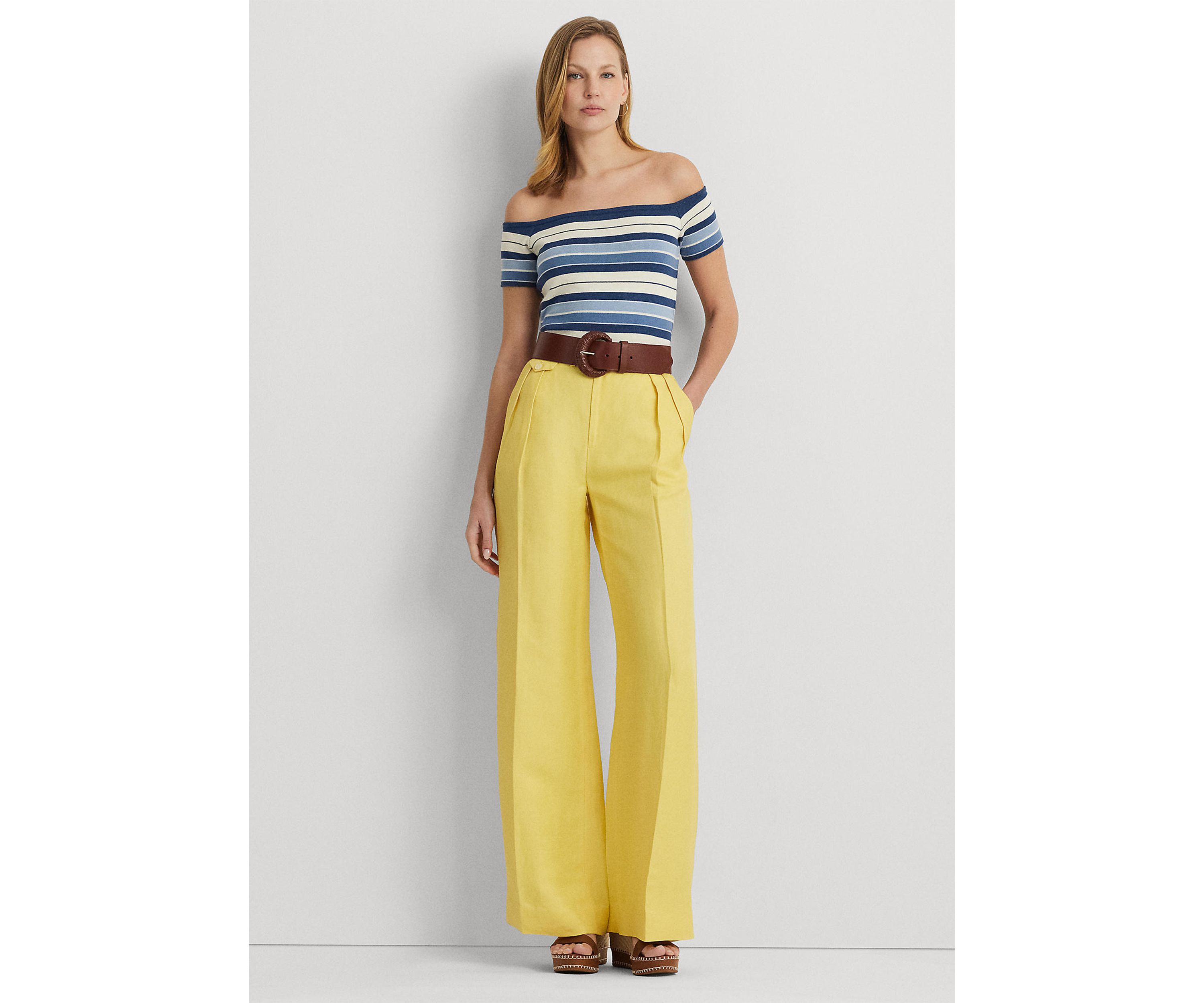 Petite Striped Off the Shoulder Sweater