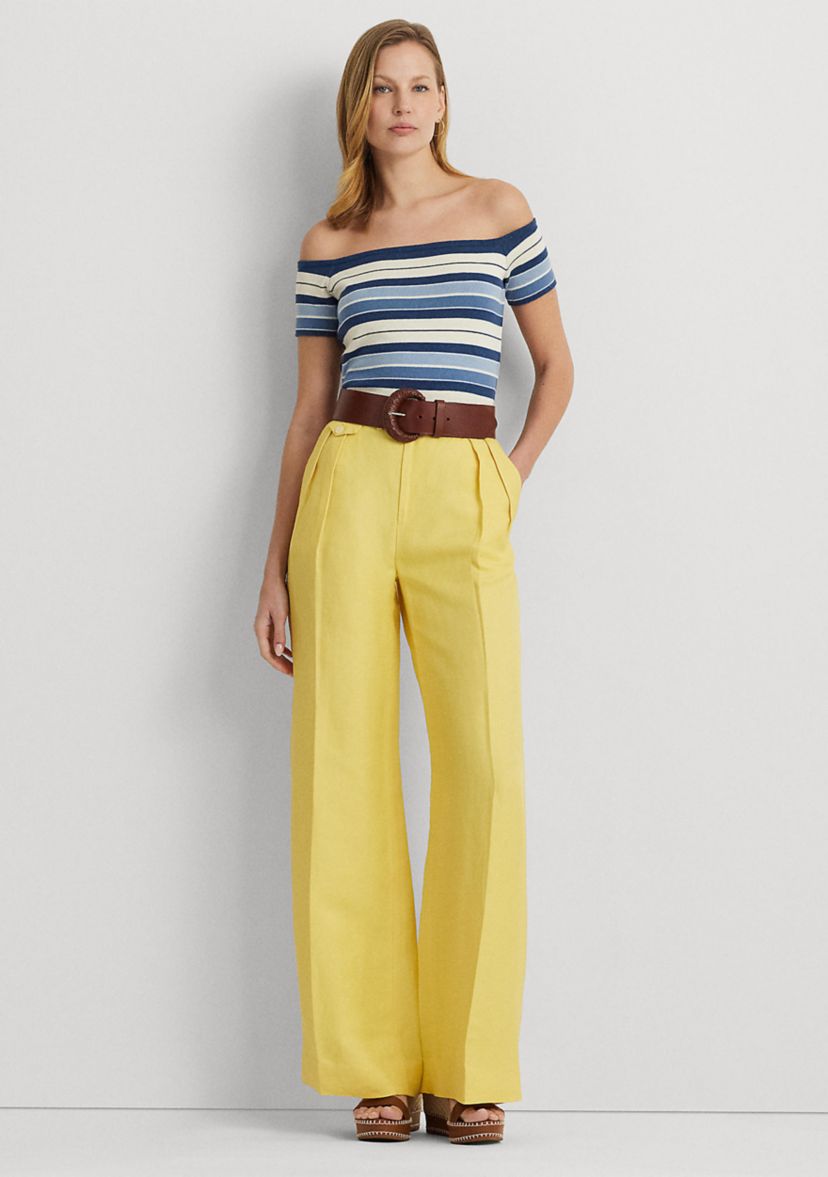 Petite Striped Off the Shoulder Sweater