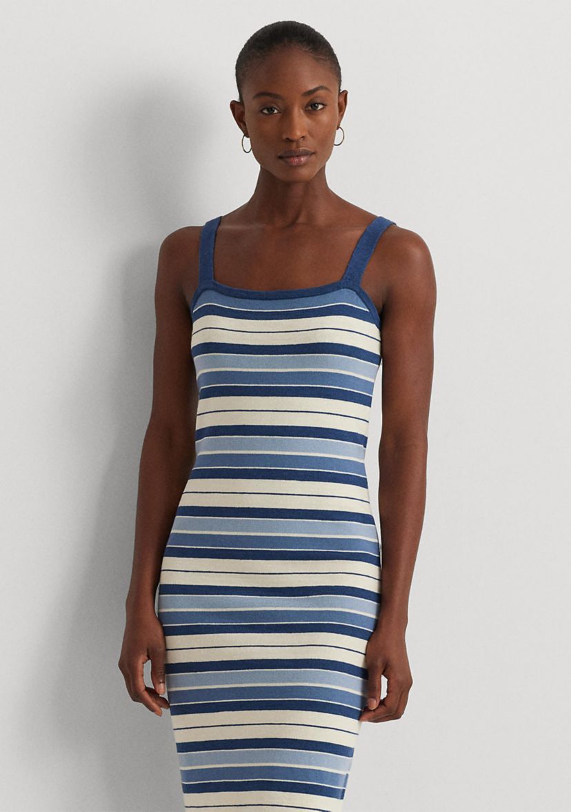 Petite Striped Cotton Blend Tank Dress