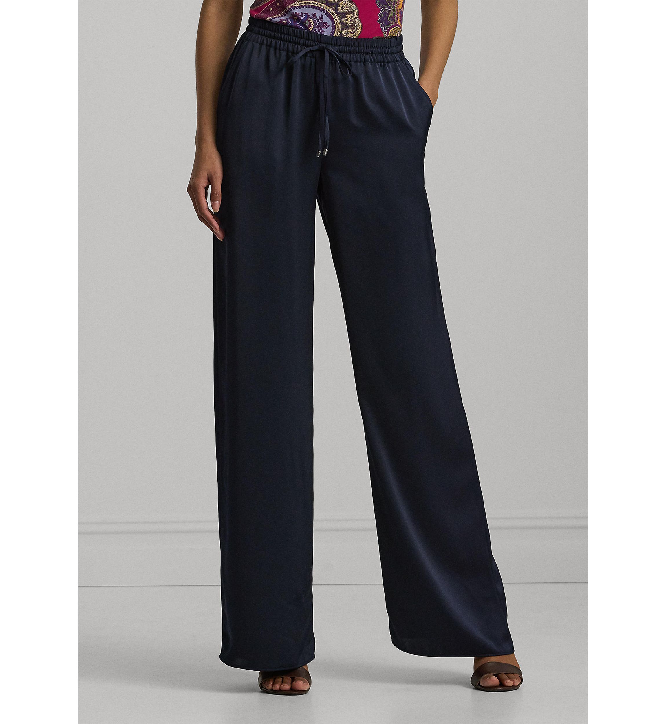 Petite Satin Charmeuse Wide Leg Pants