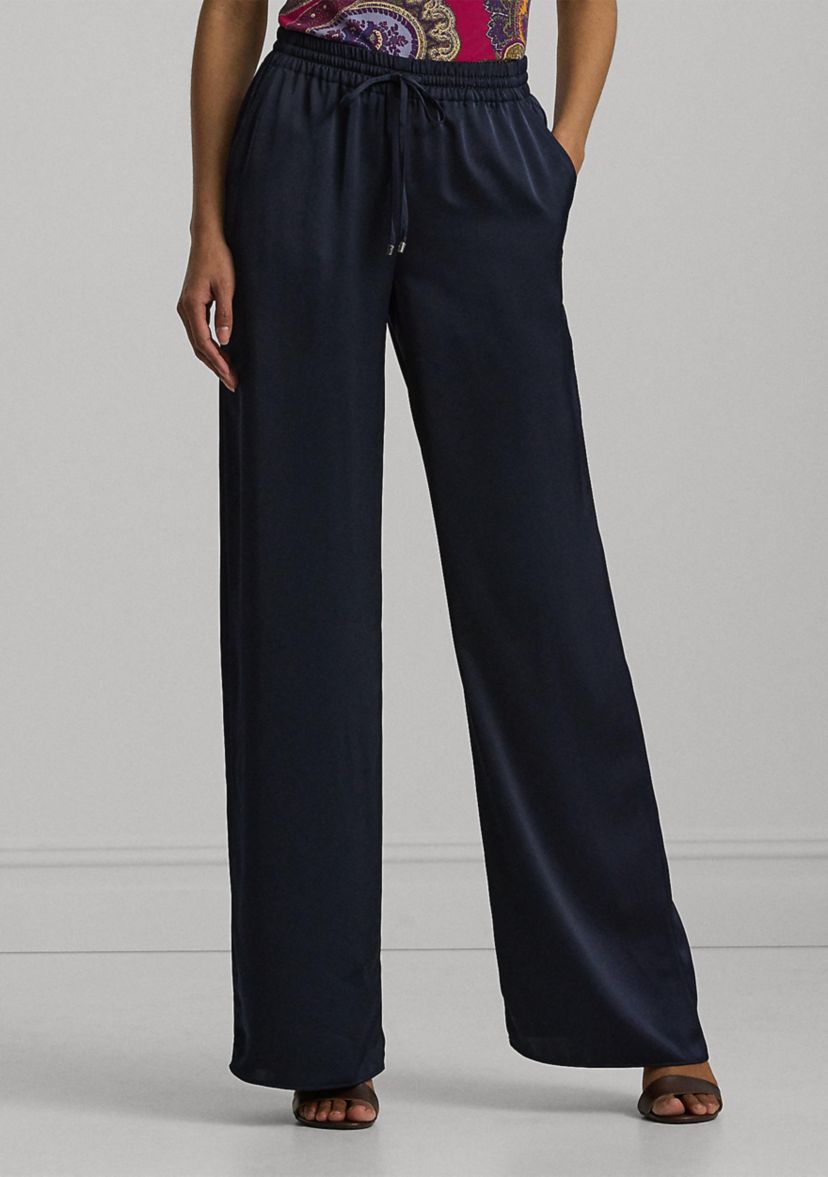 Petite Satin Charmeuse Wide Leg Pants
