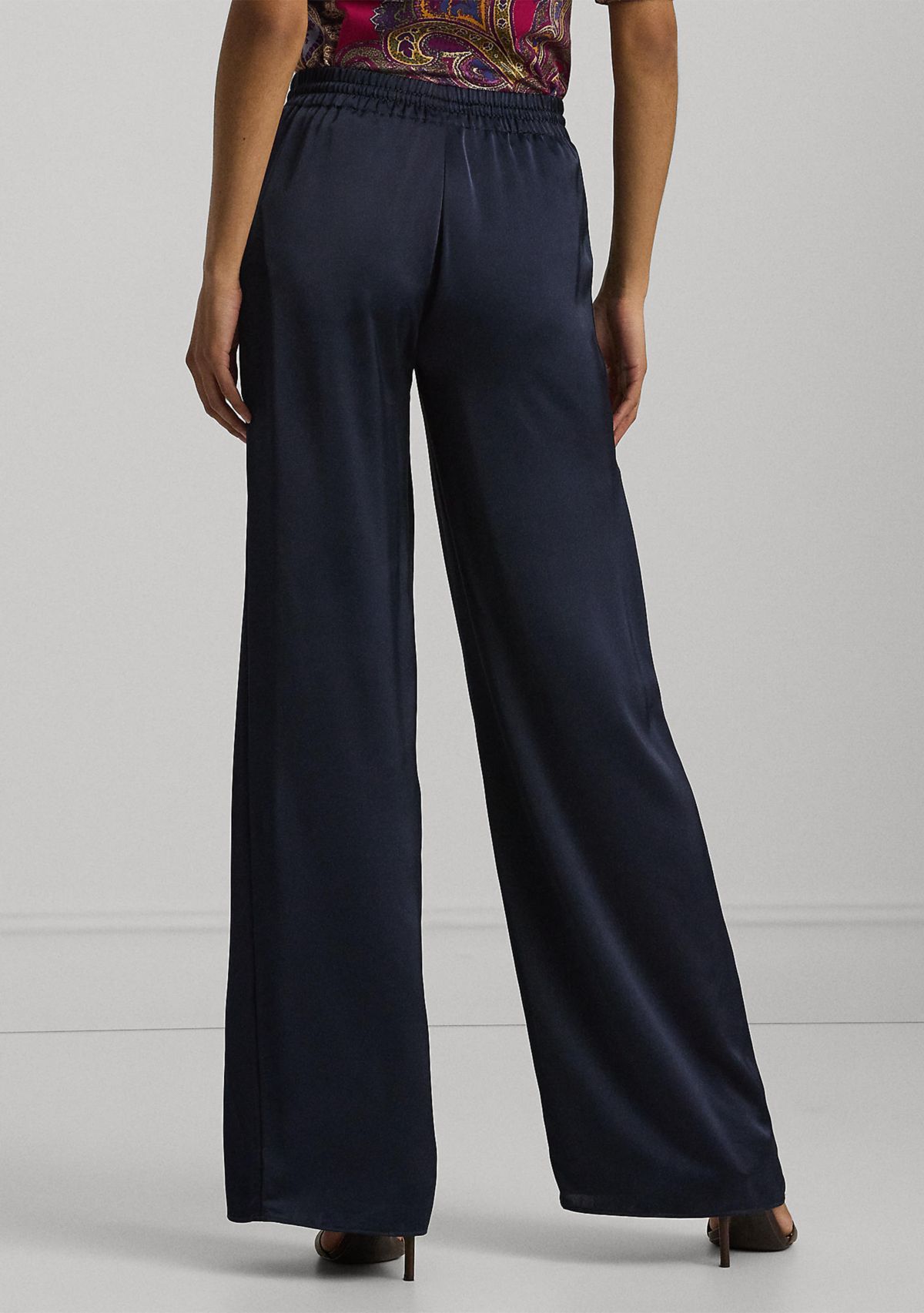 Petite Satin Charmeuse Wide Leg Pants