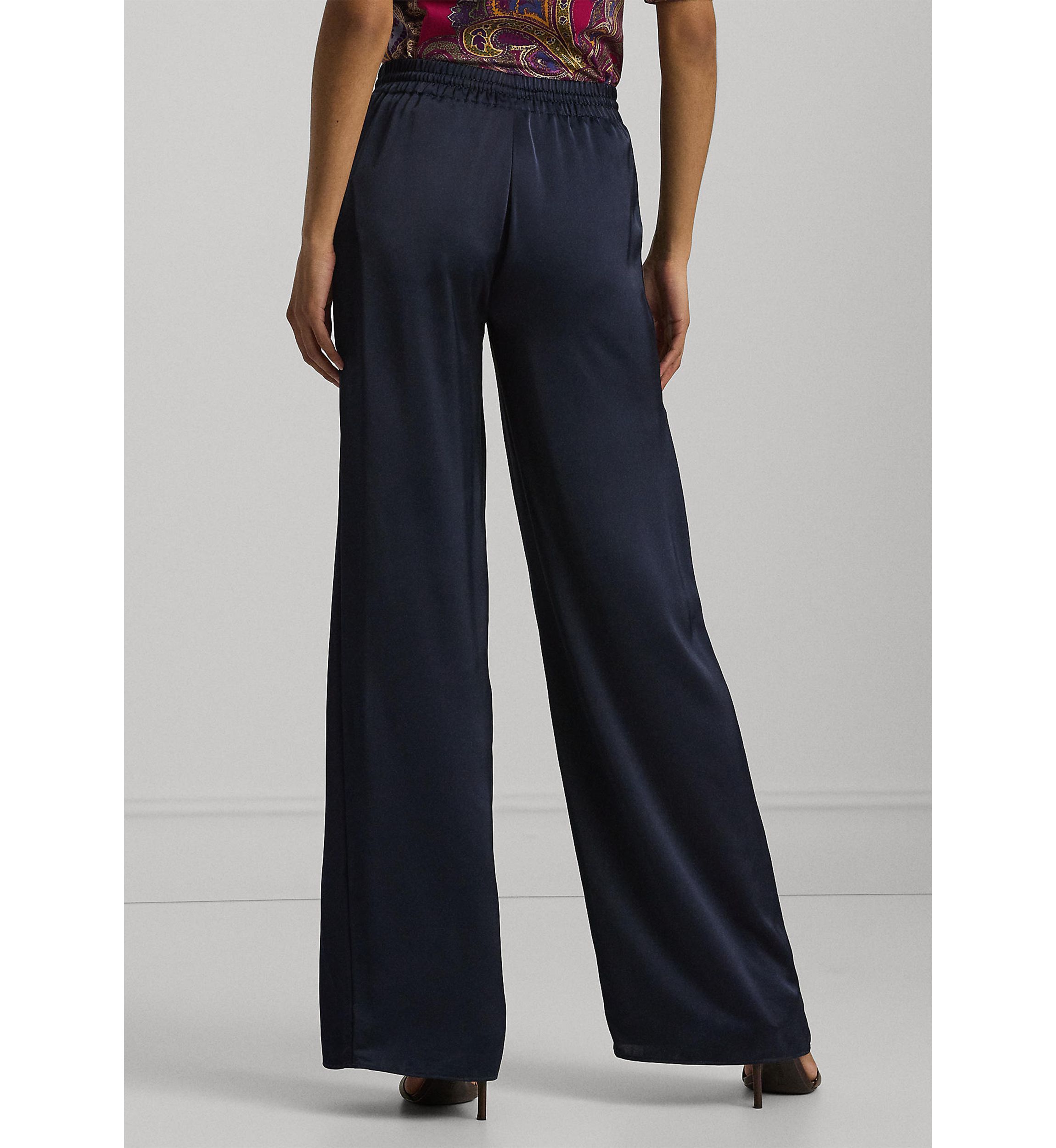 Petite Satin Charmeuse Wide Leg Pants