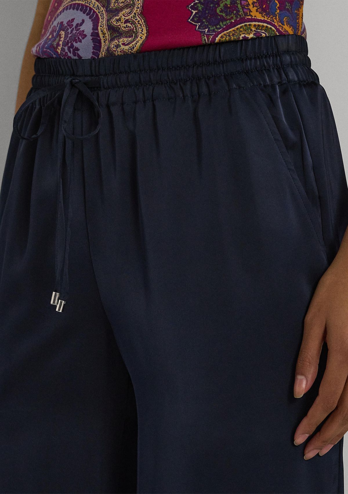 Petite Satin Charmeuse Wide Leg Pants