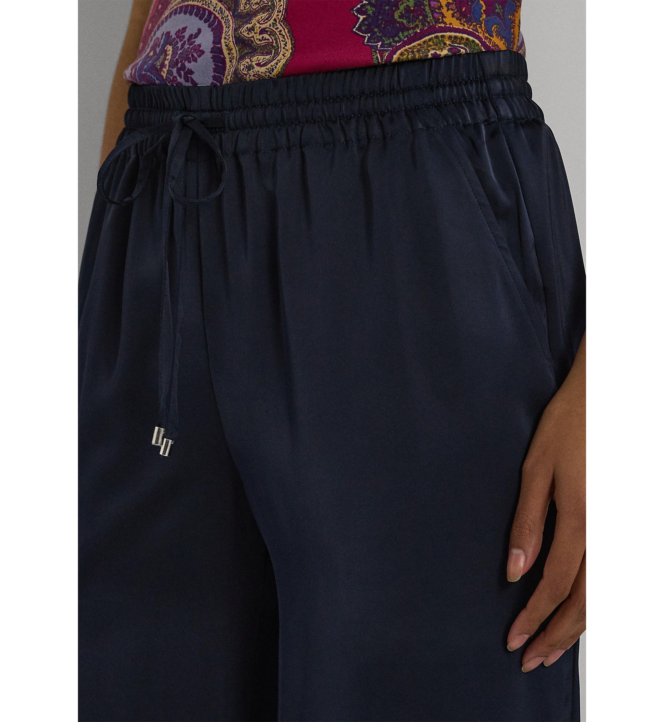 Petite Satin Charmeuse Wide Leg Pants