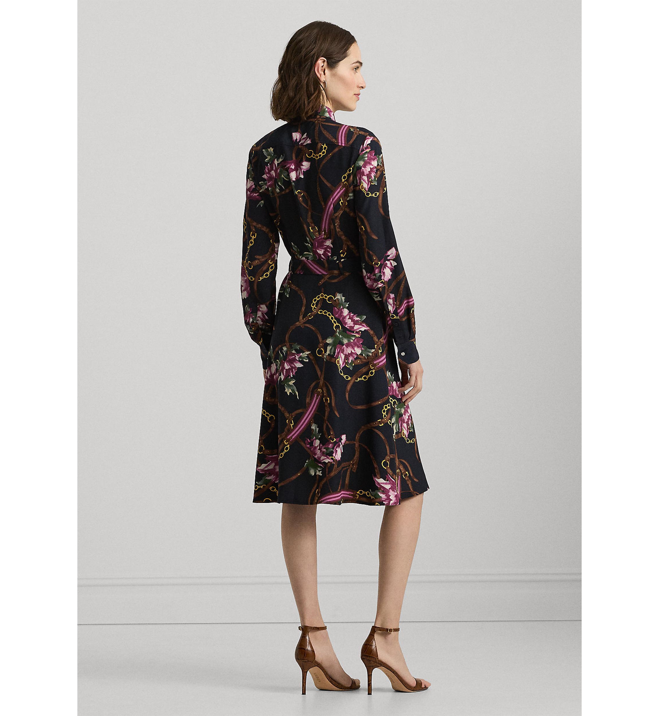 Petite Print Crepe Shirtdress