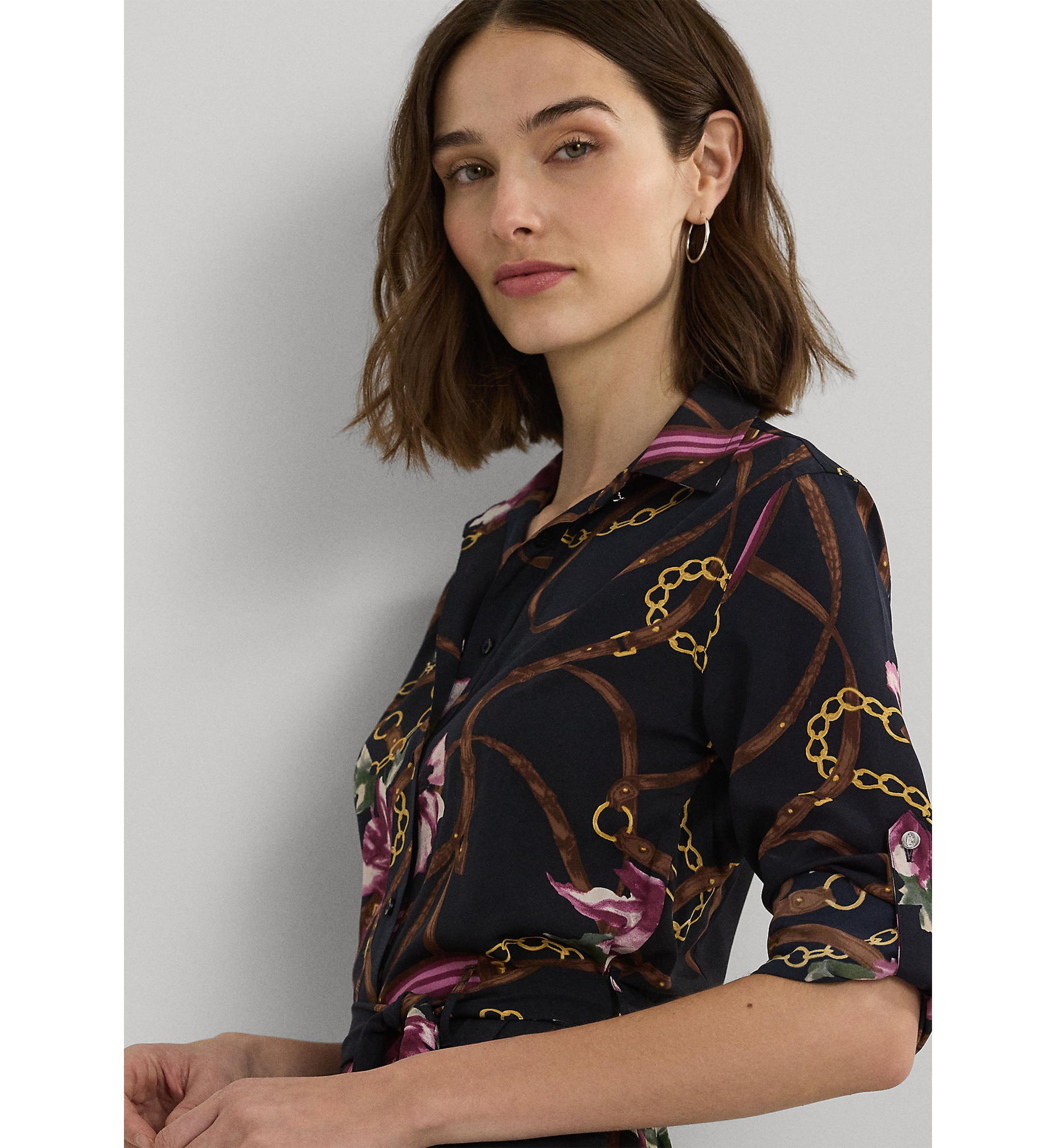 Petite Print Crepe Shirtdress