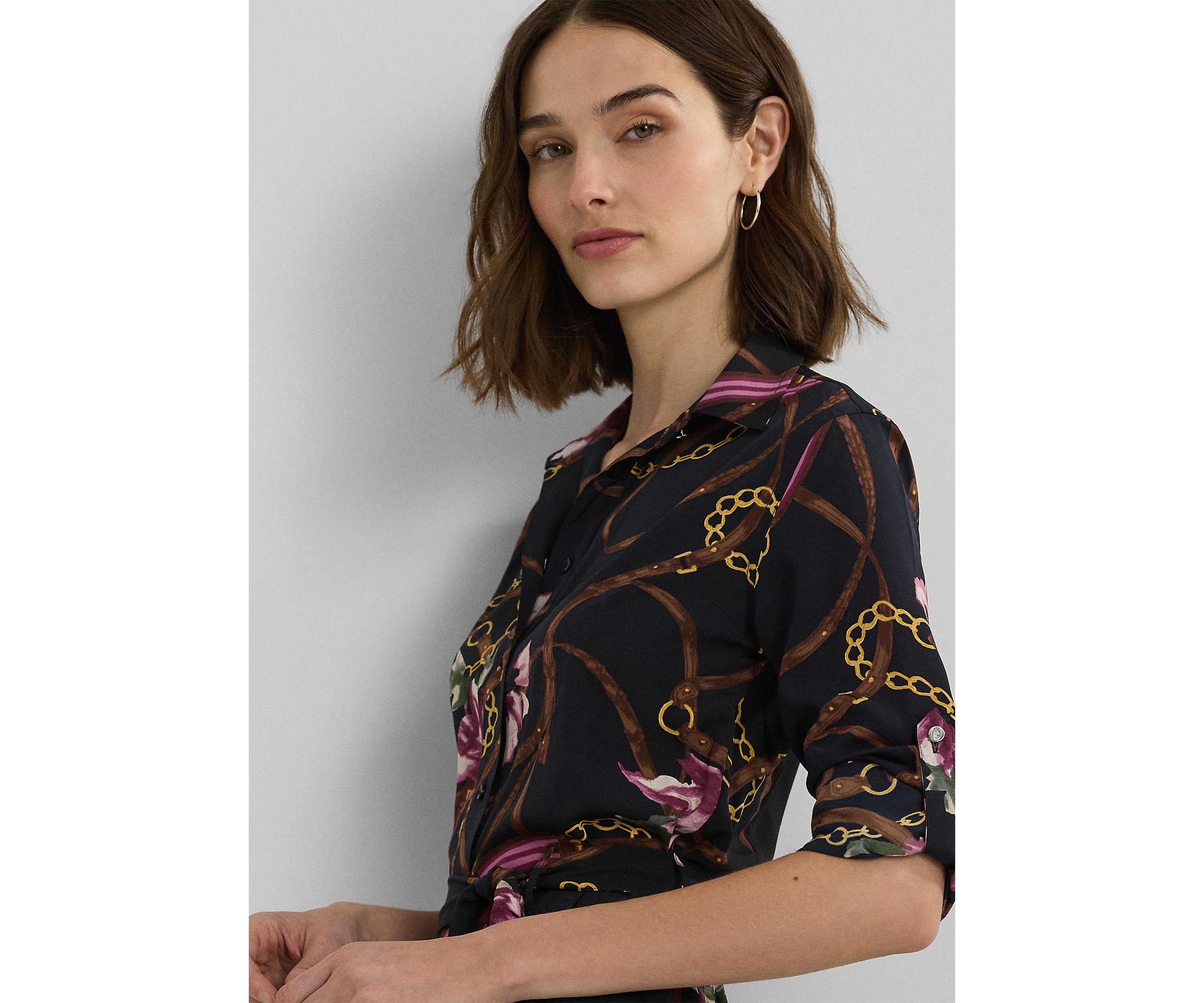 Petite Print Crepe Shirtdress