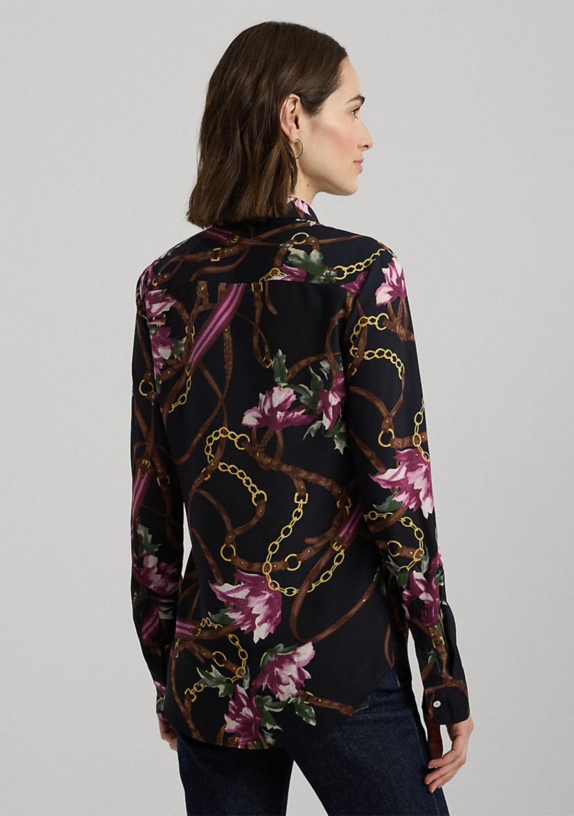 Petite Classic Fit Print Crepe Shirt