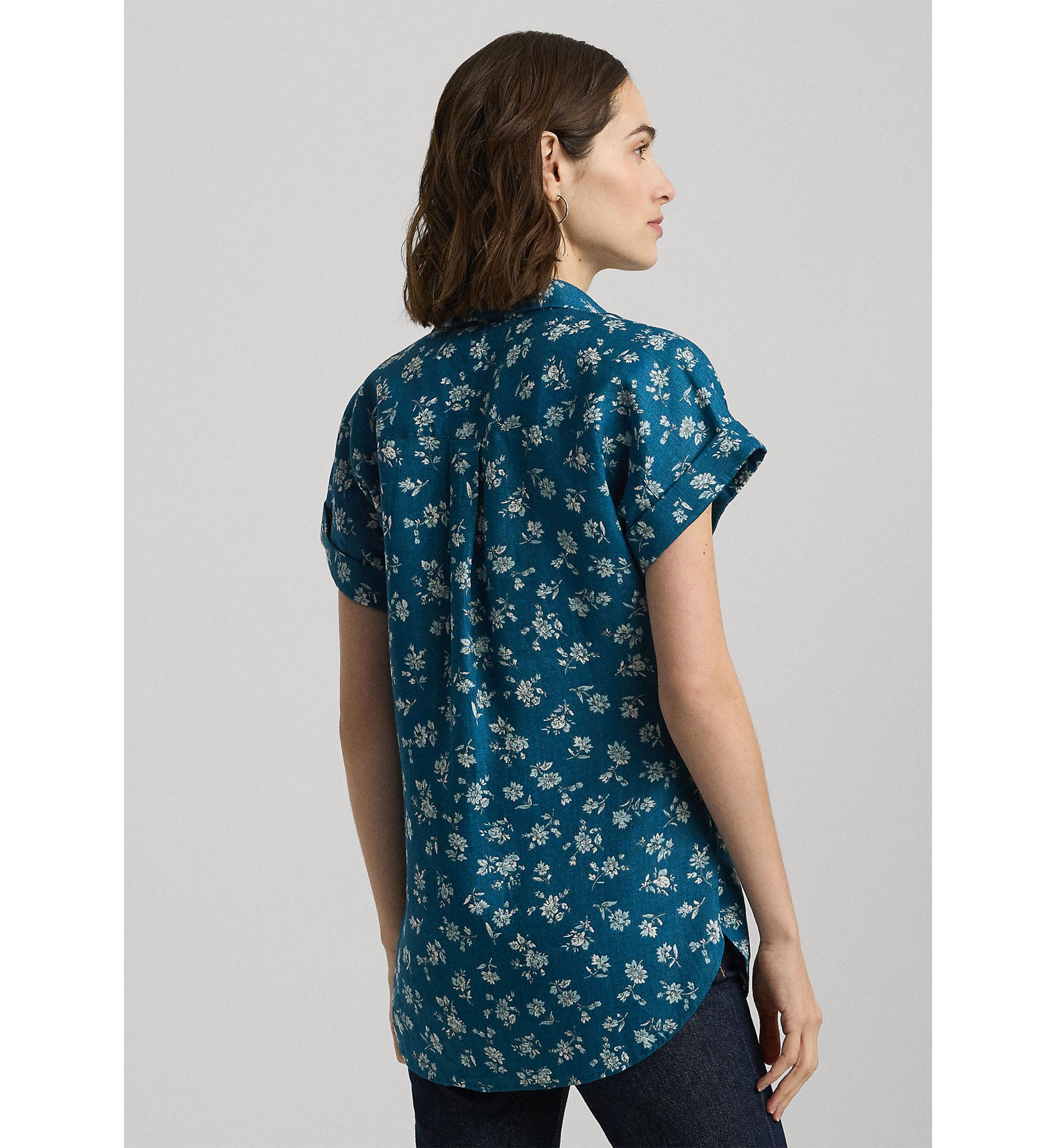 Petite Relaxed Fit Floral Short Sleeve Shirt