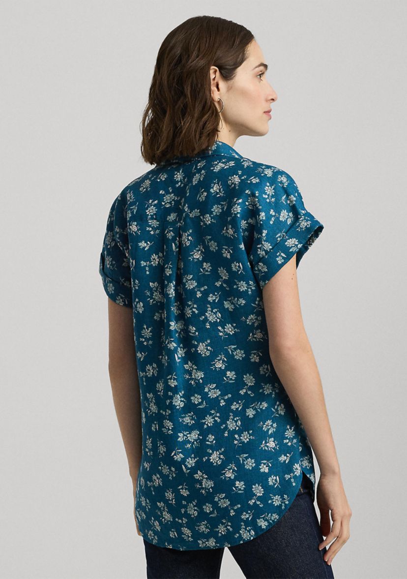 Petite Relaxed Fit Floral Short Sleeve Shirt