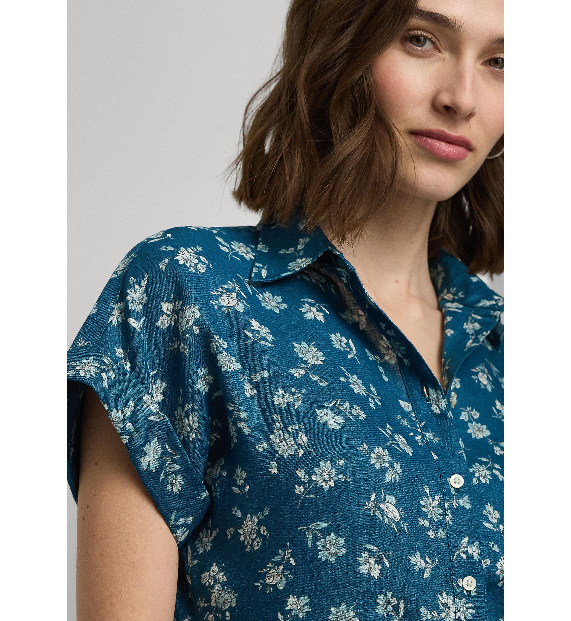 Petite Relaxed Fit Floral Short Sleeve Shirt