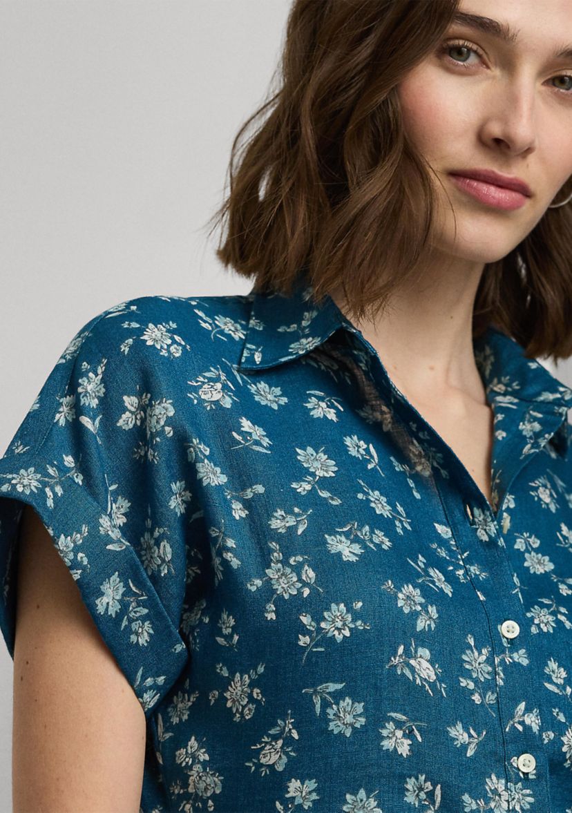 Petite Relaxed Fit Floral Short Sleeve Shirt