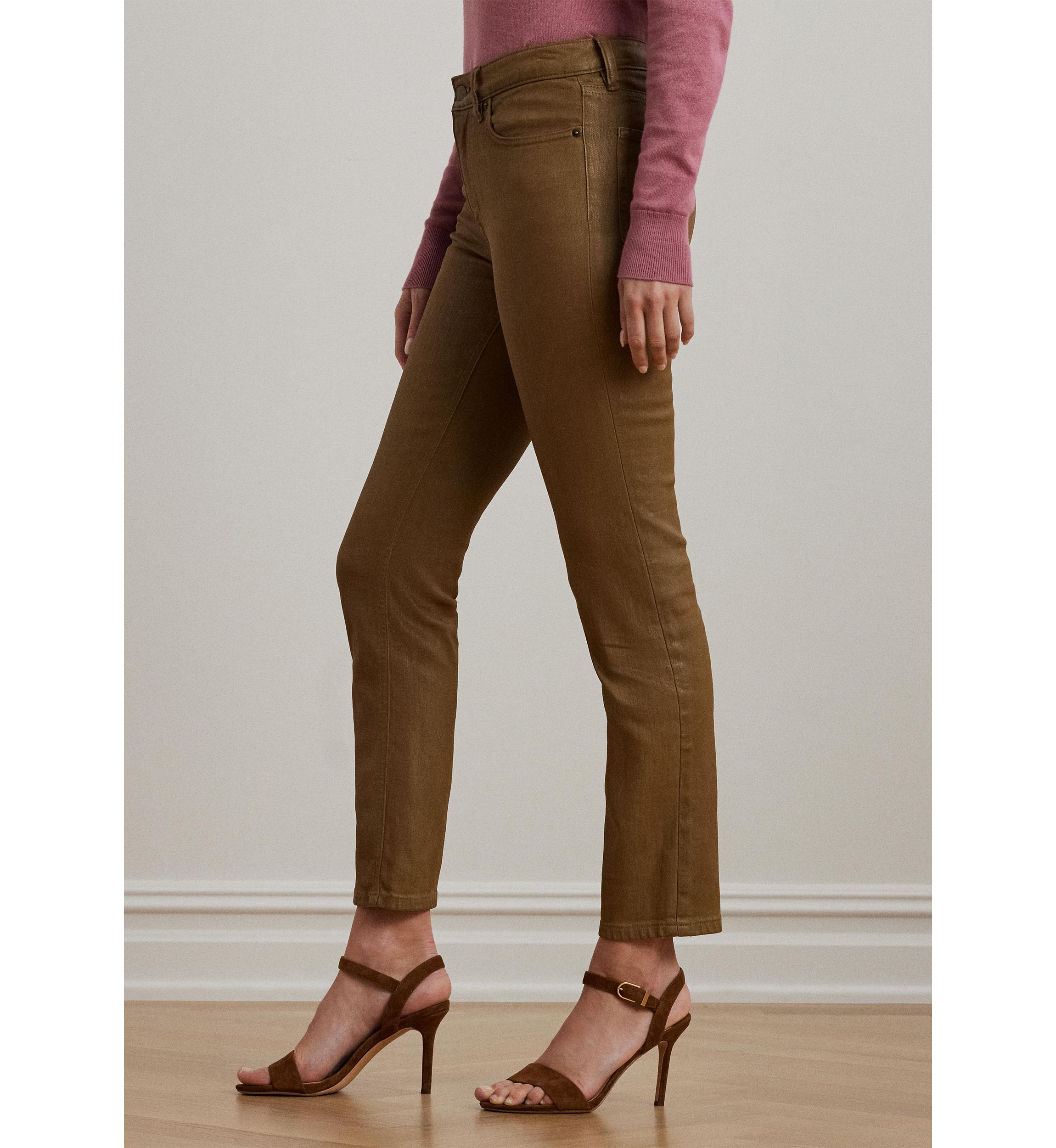 Petite Coated High Rise Straight Ankle Jeans
