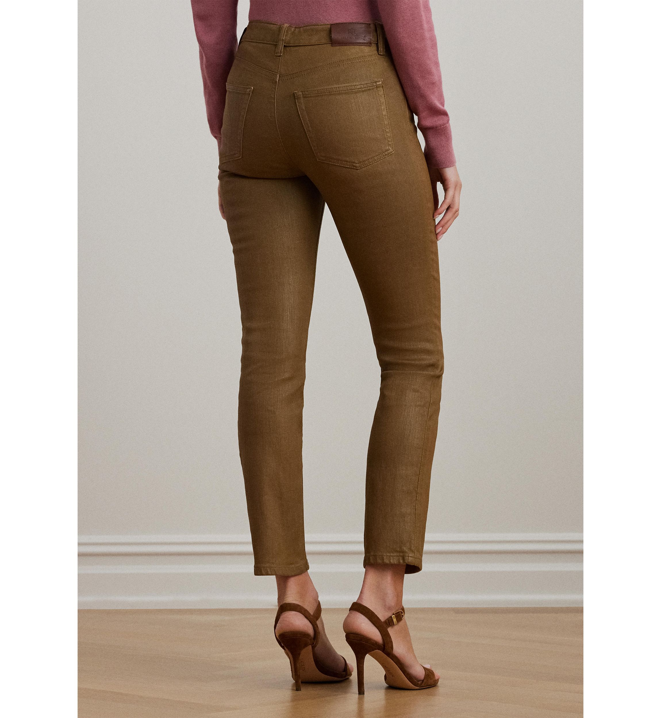 Petite Coated High Rise Straight Ankle Jeans