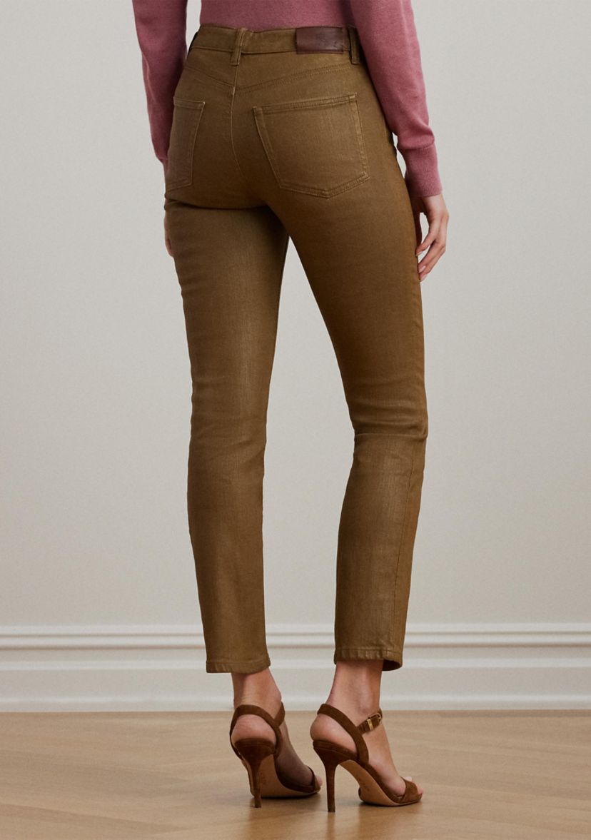 Petite Coated High Rise Straight Ankle Jeans