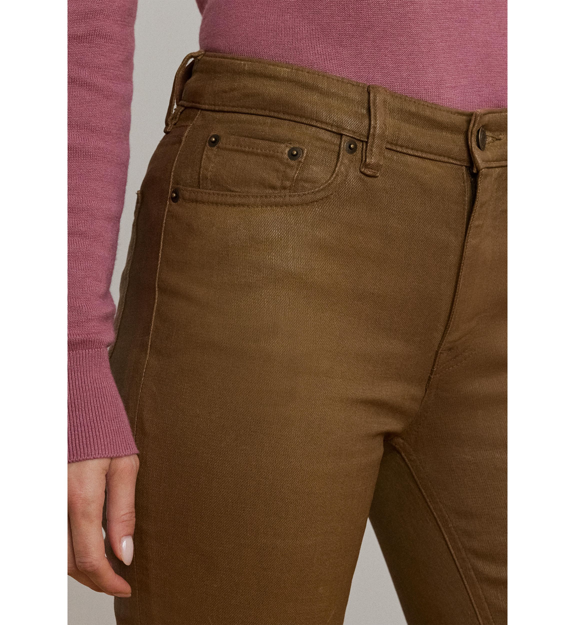 Petite Coated High Rise Straight Ankle Jeans