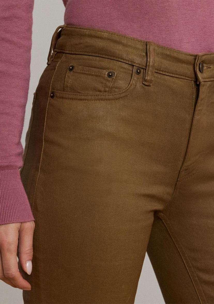 Petite Coated High Rise Straight Ankle Jeans