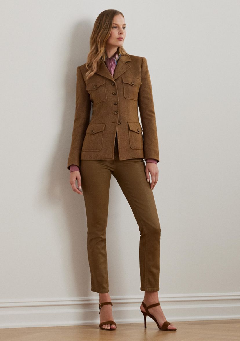 Petite Coated High Rise Straight Ankle Jeans