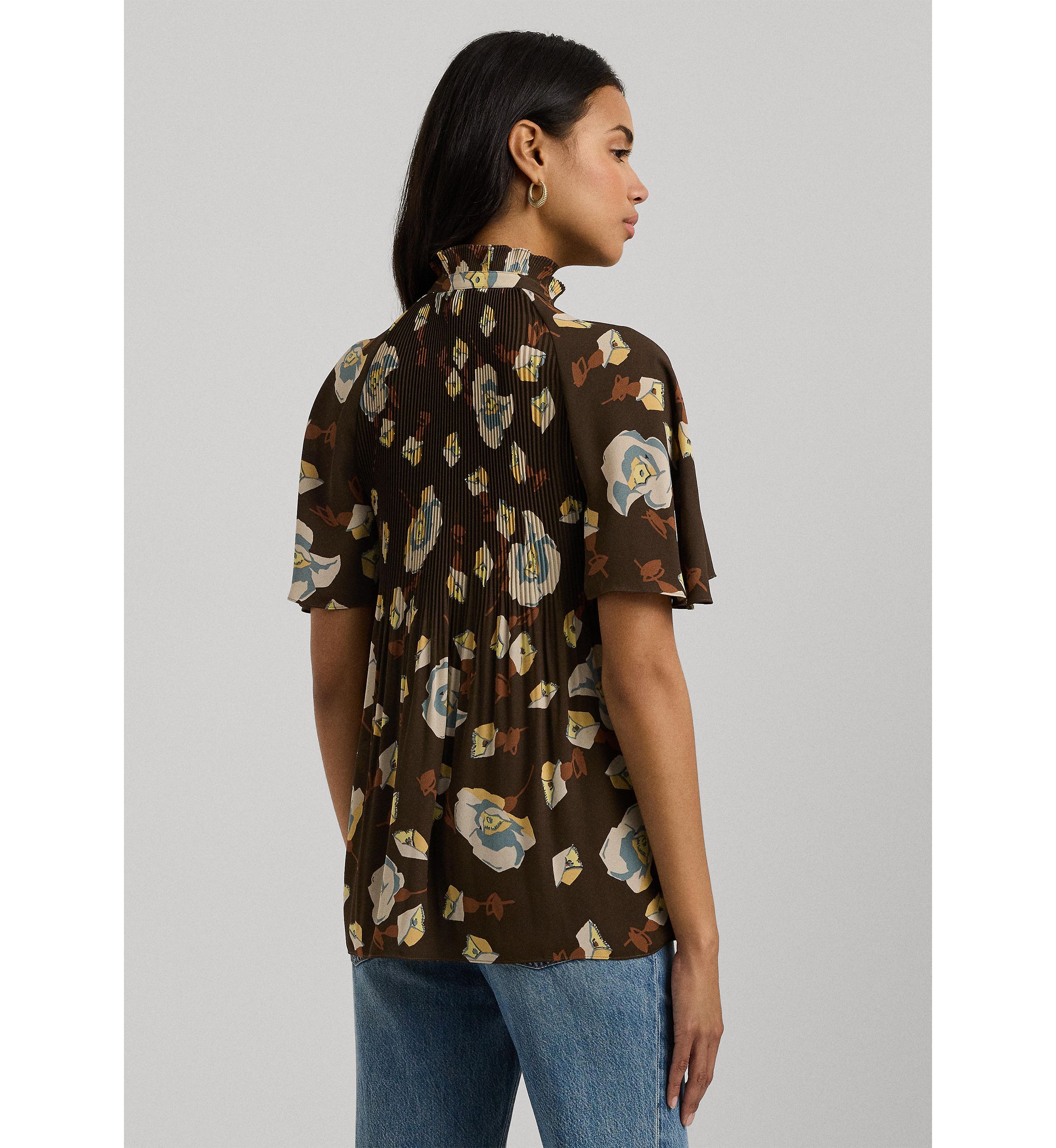 Petite Floral Pleated Georgette Blouse
