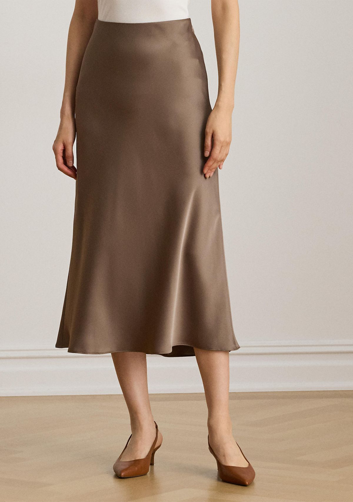 Petite Satin Charmeuse Midi Skirt
