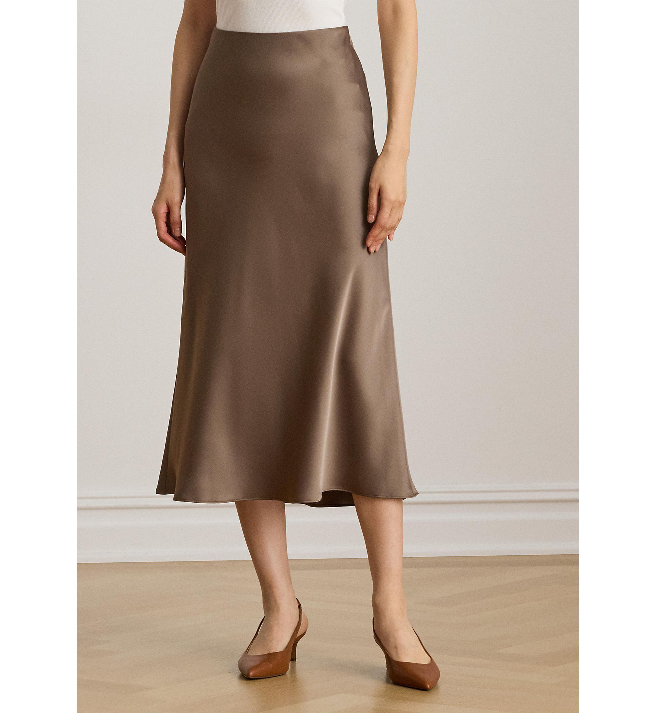 Petite Satin Charmeuse Midi Skirt