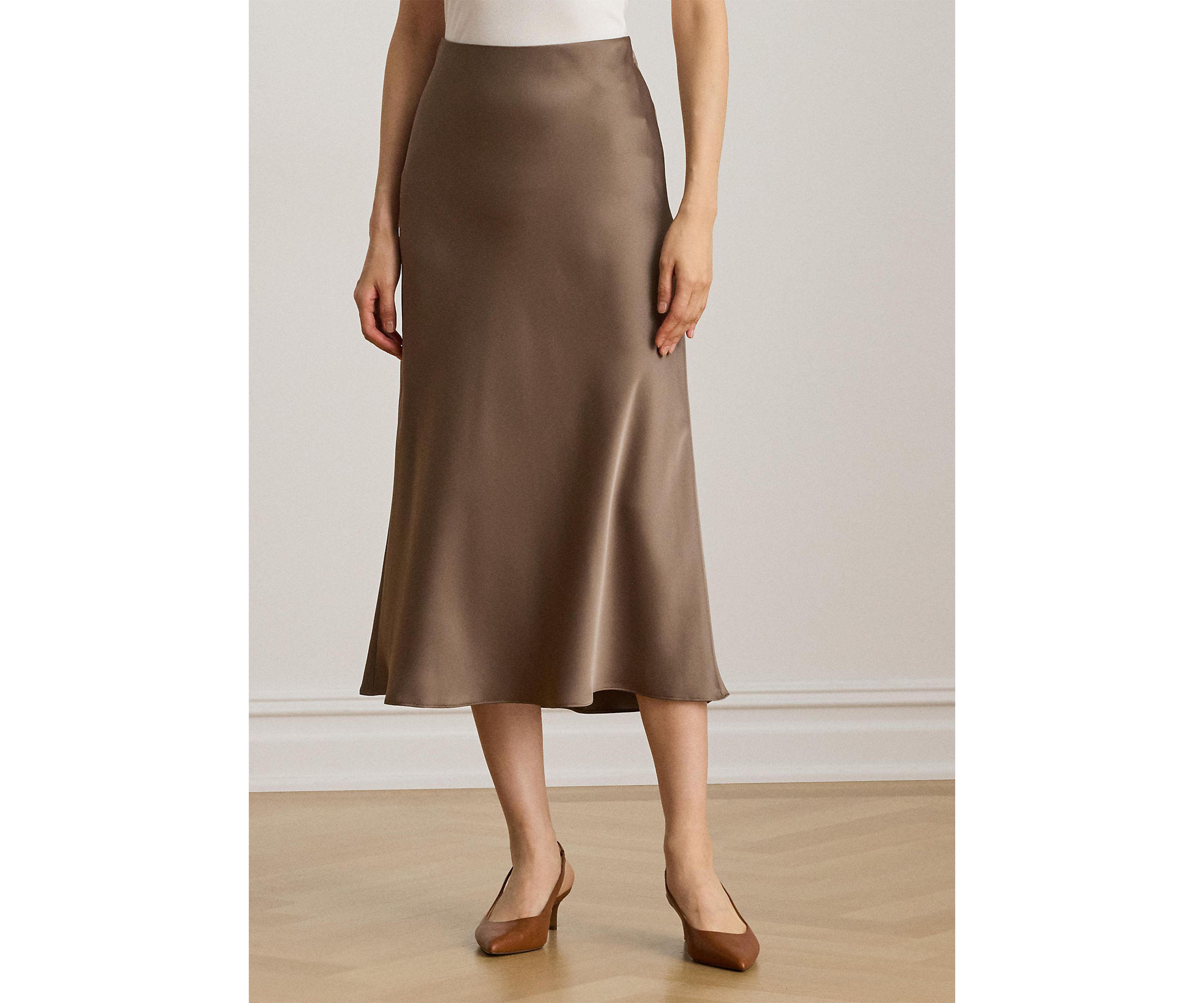 Petite Satin Charmeuse Midi Skirt
