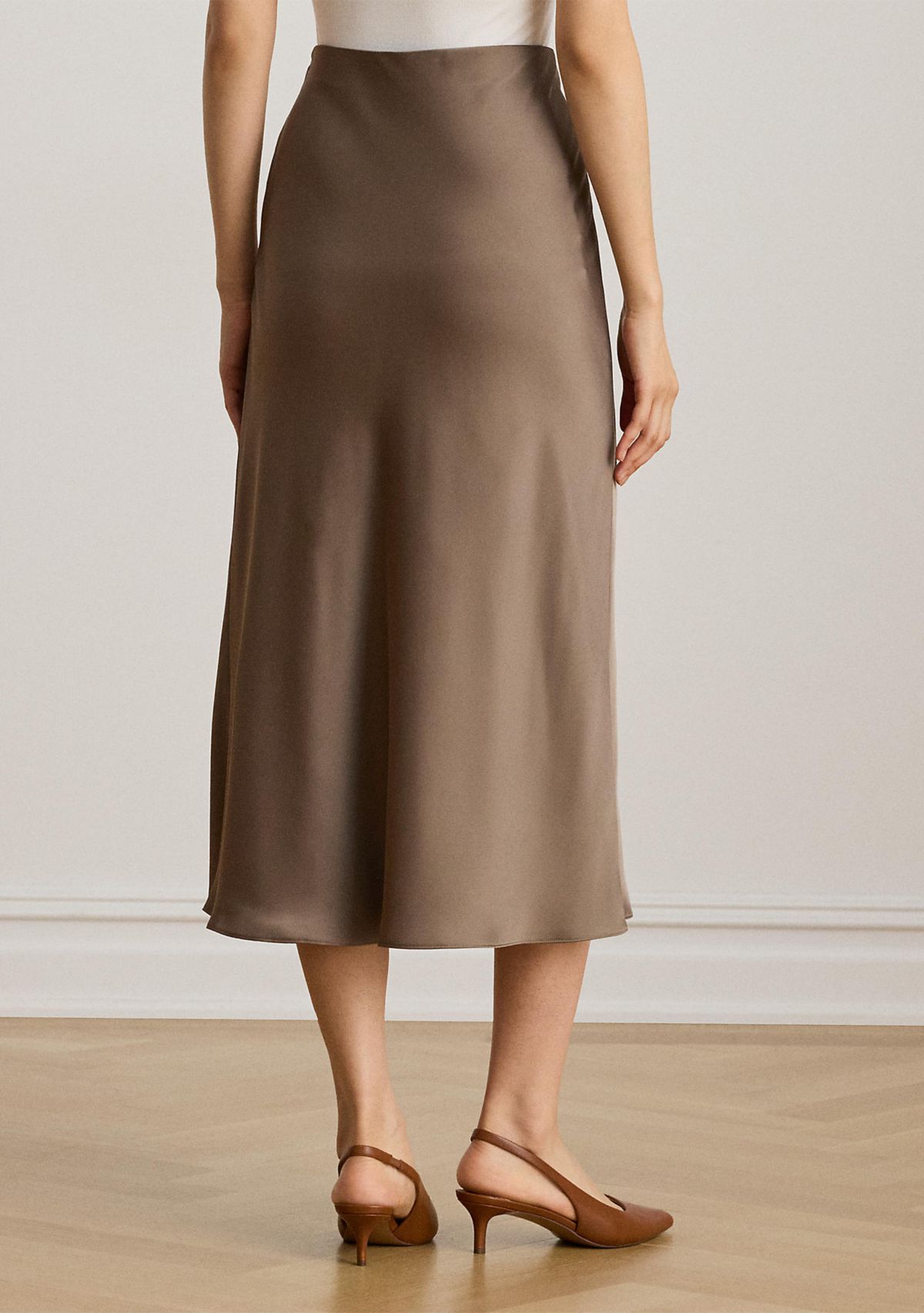 Petite Satin Charmeuse Midi Skirt