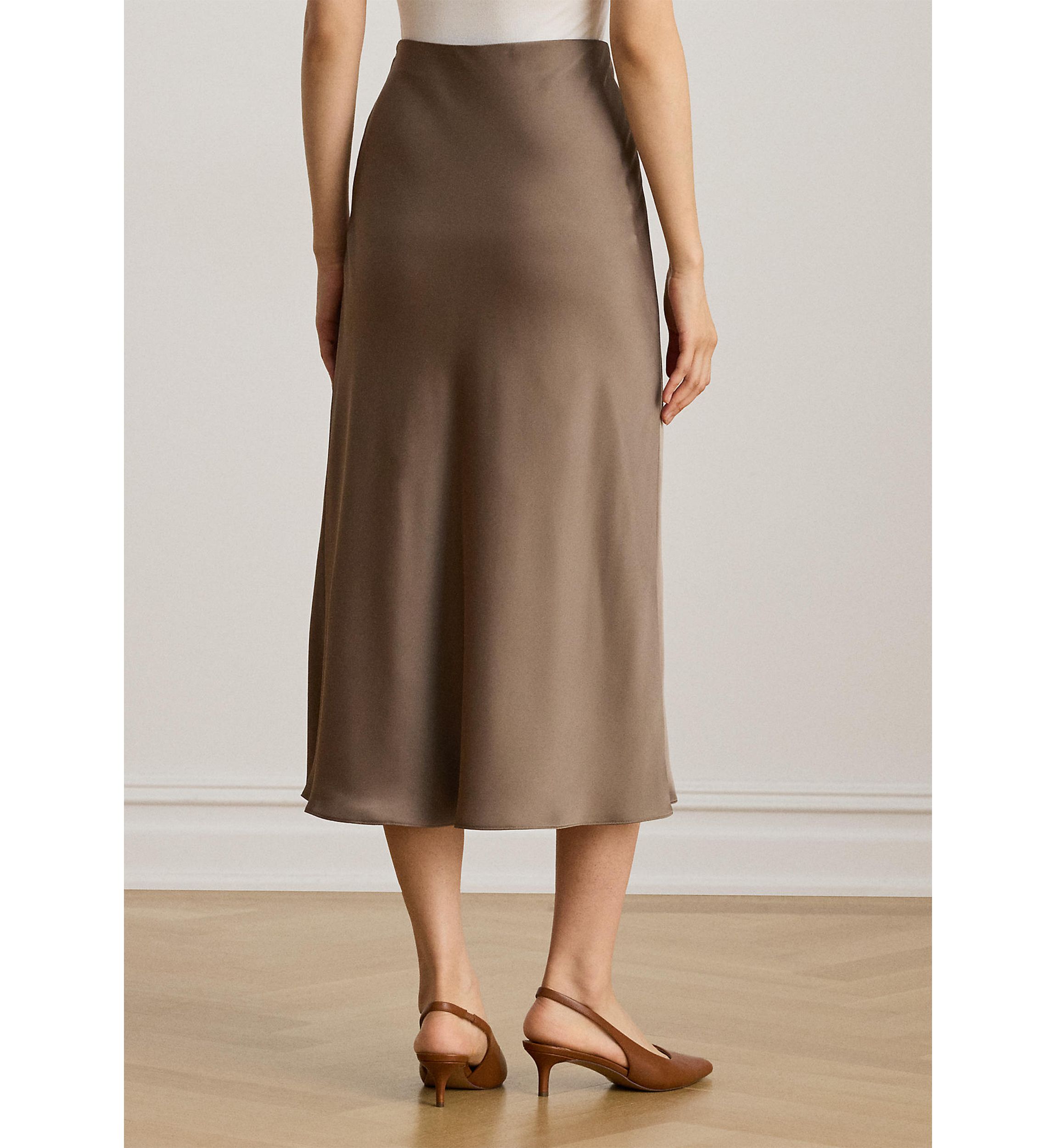 Petite Satin Charmeuse Midi Skirt