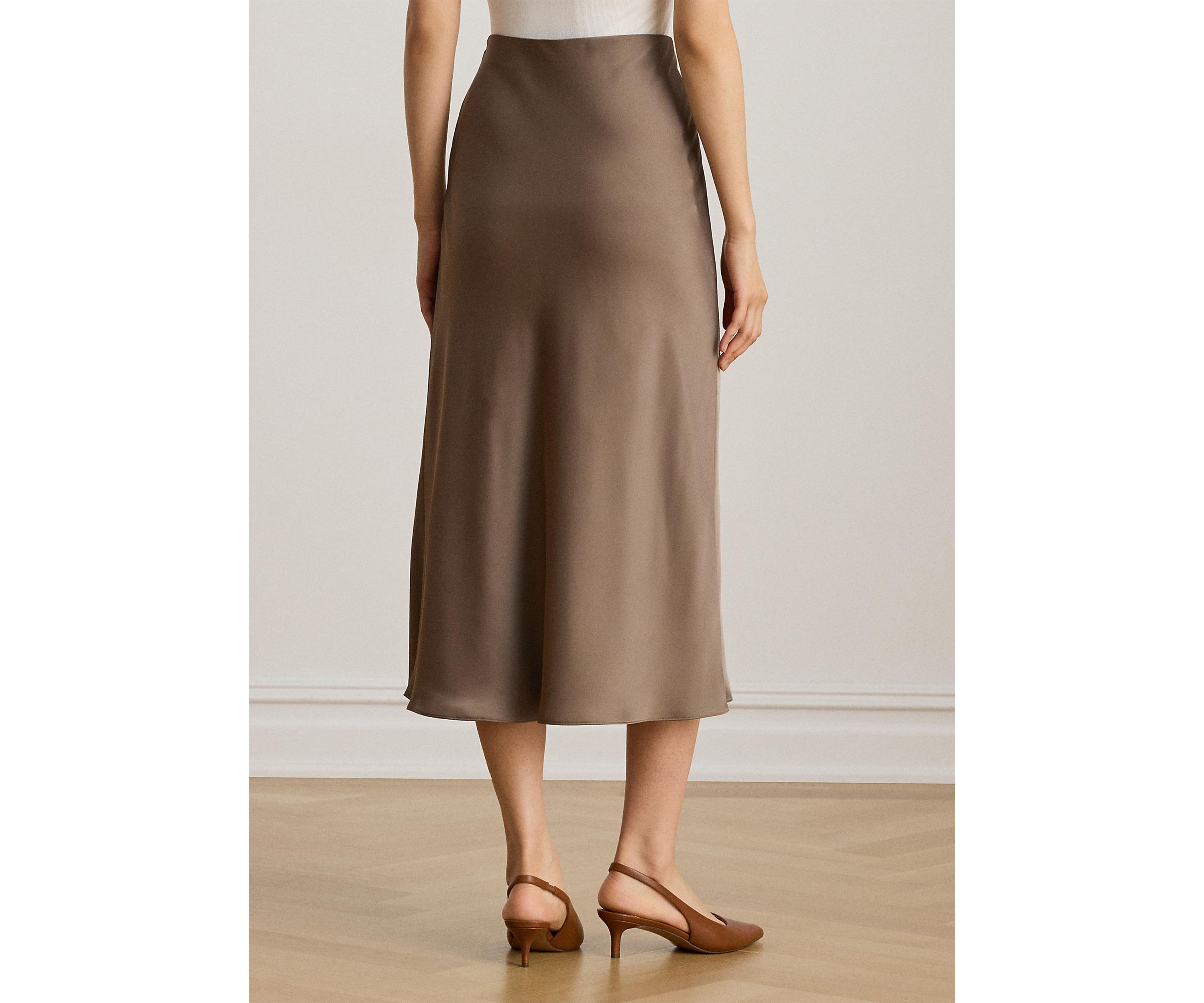 Petite Satin Charmeuse Midi Skirt