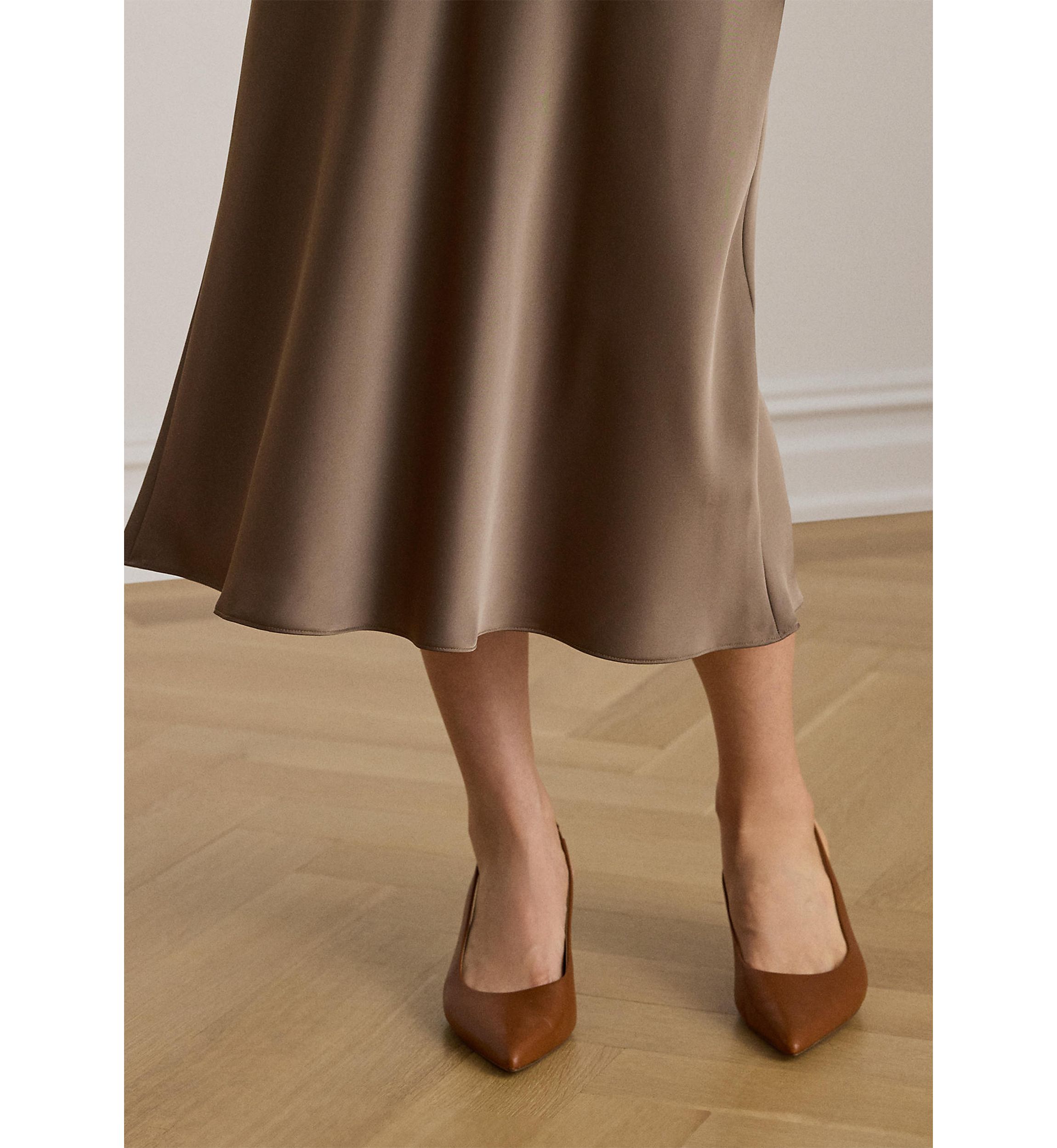 Petite Satin Charmeuse Midi Skirt