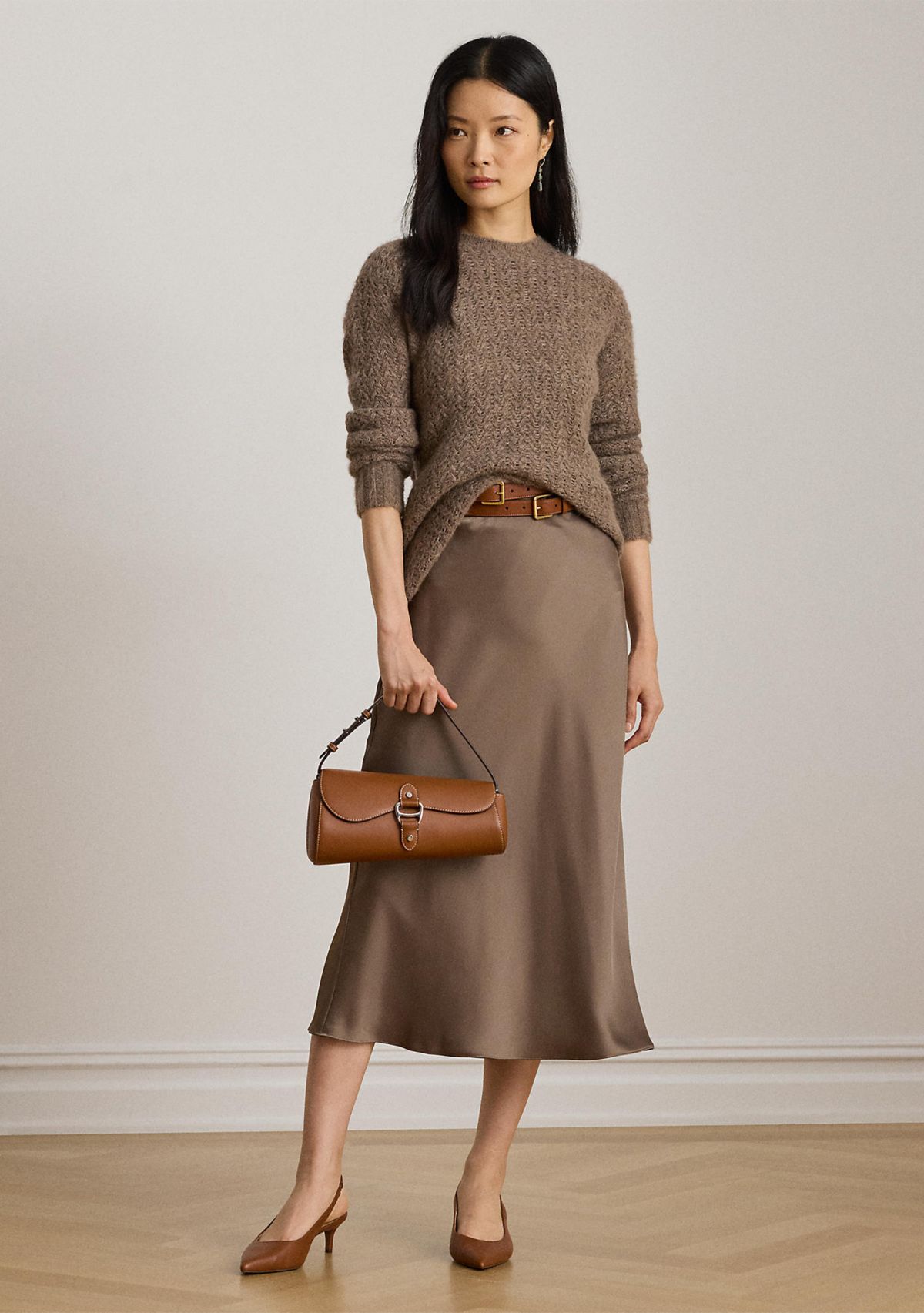 Petite Satin Charmeuse Midi Skirt