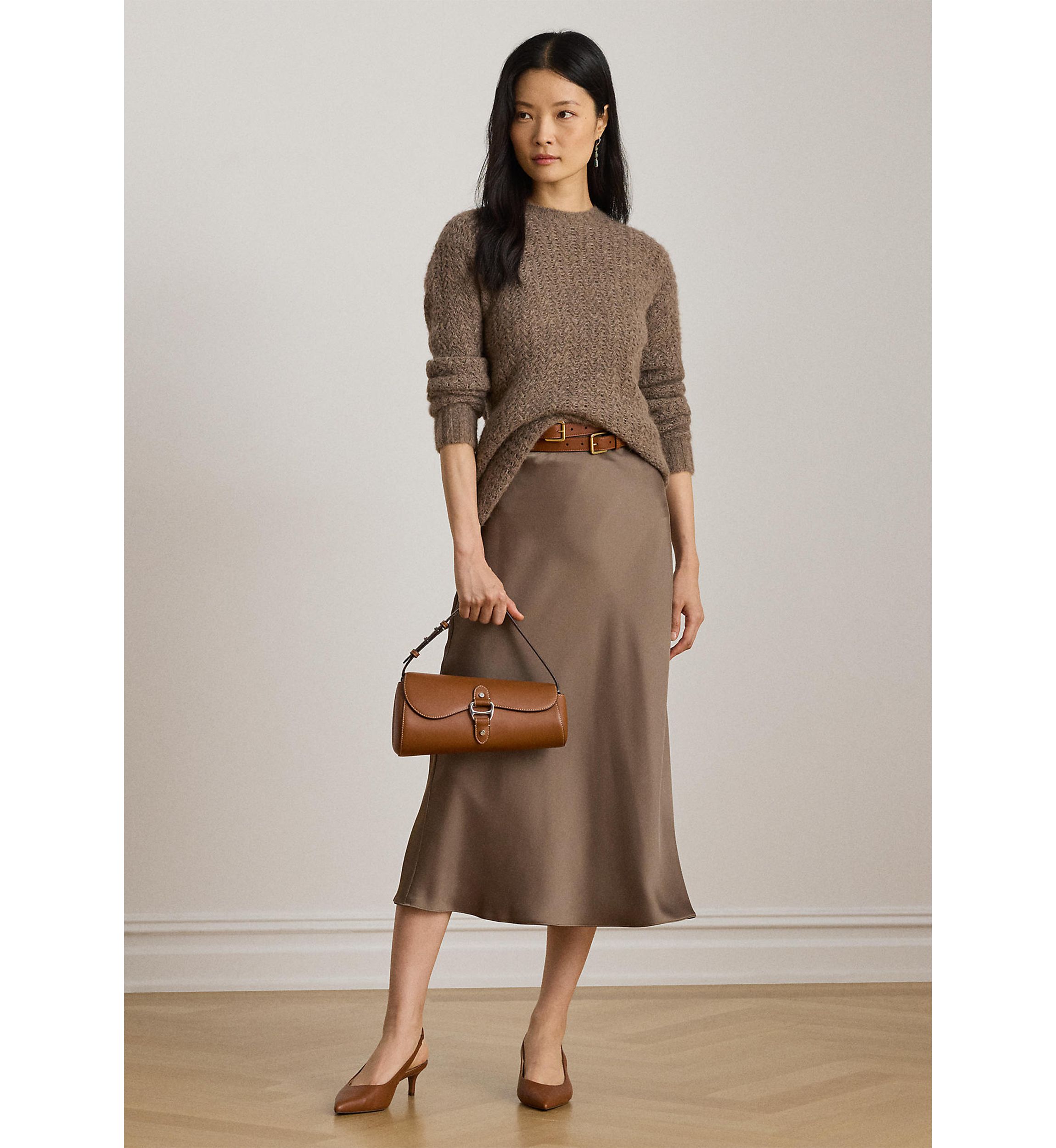 Petite Satin Charmeuse Midi Skirt