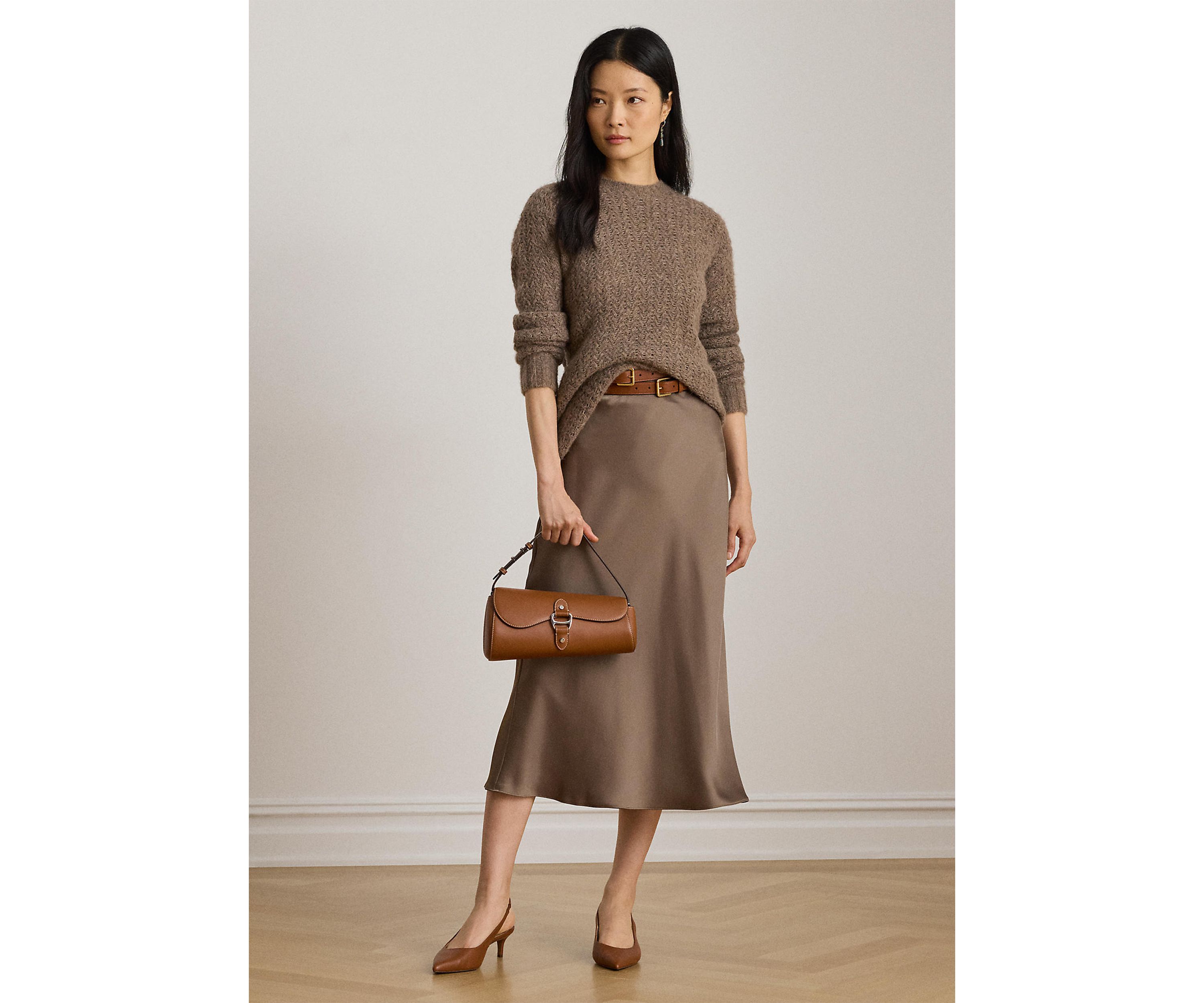 Petite Satin Charmeuse Midi Skirt