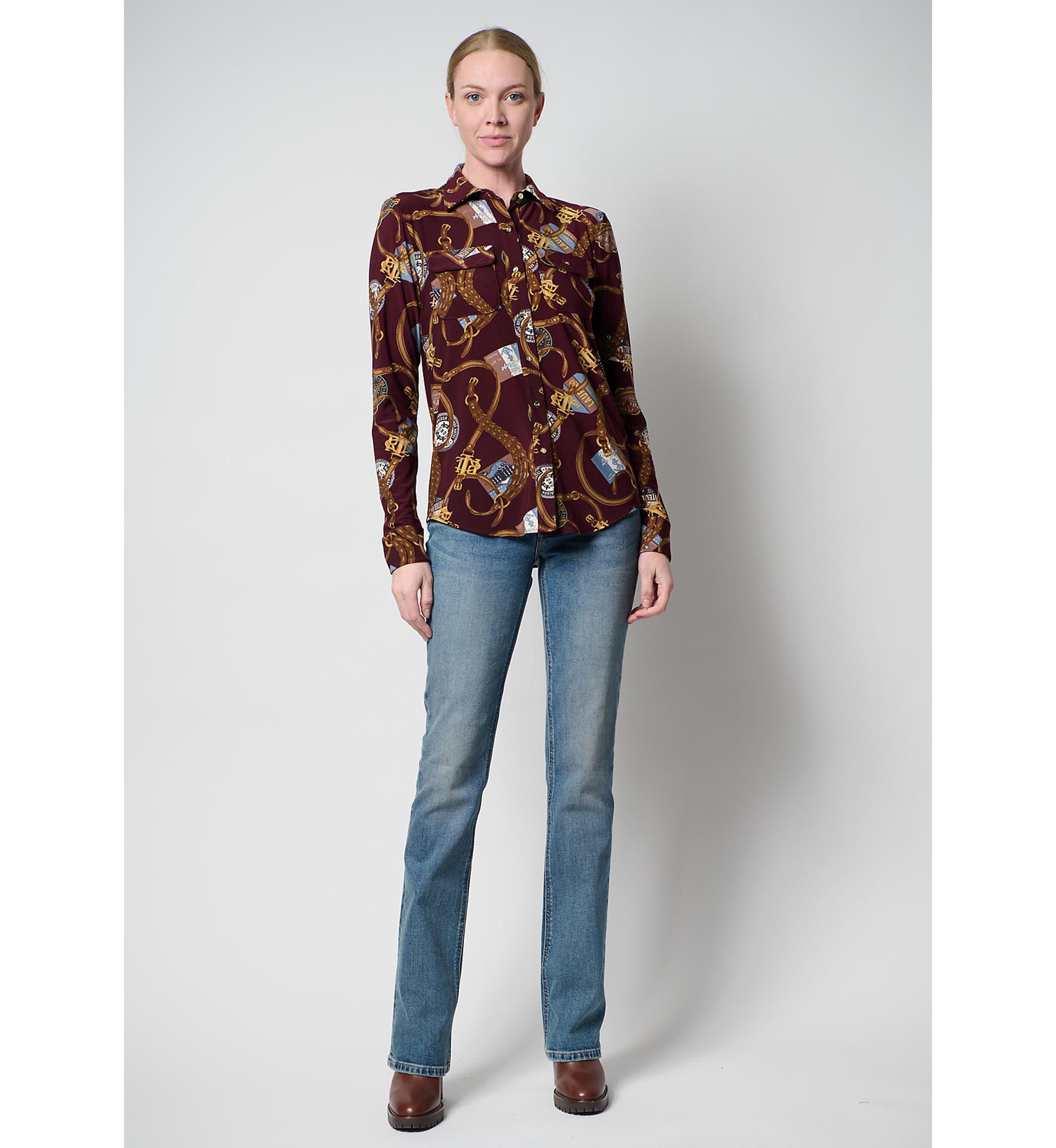 Petite Slim Fit Print Stretch Jersey Shirt