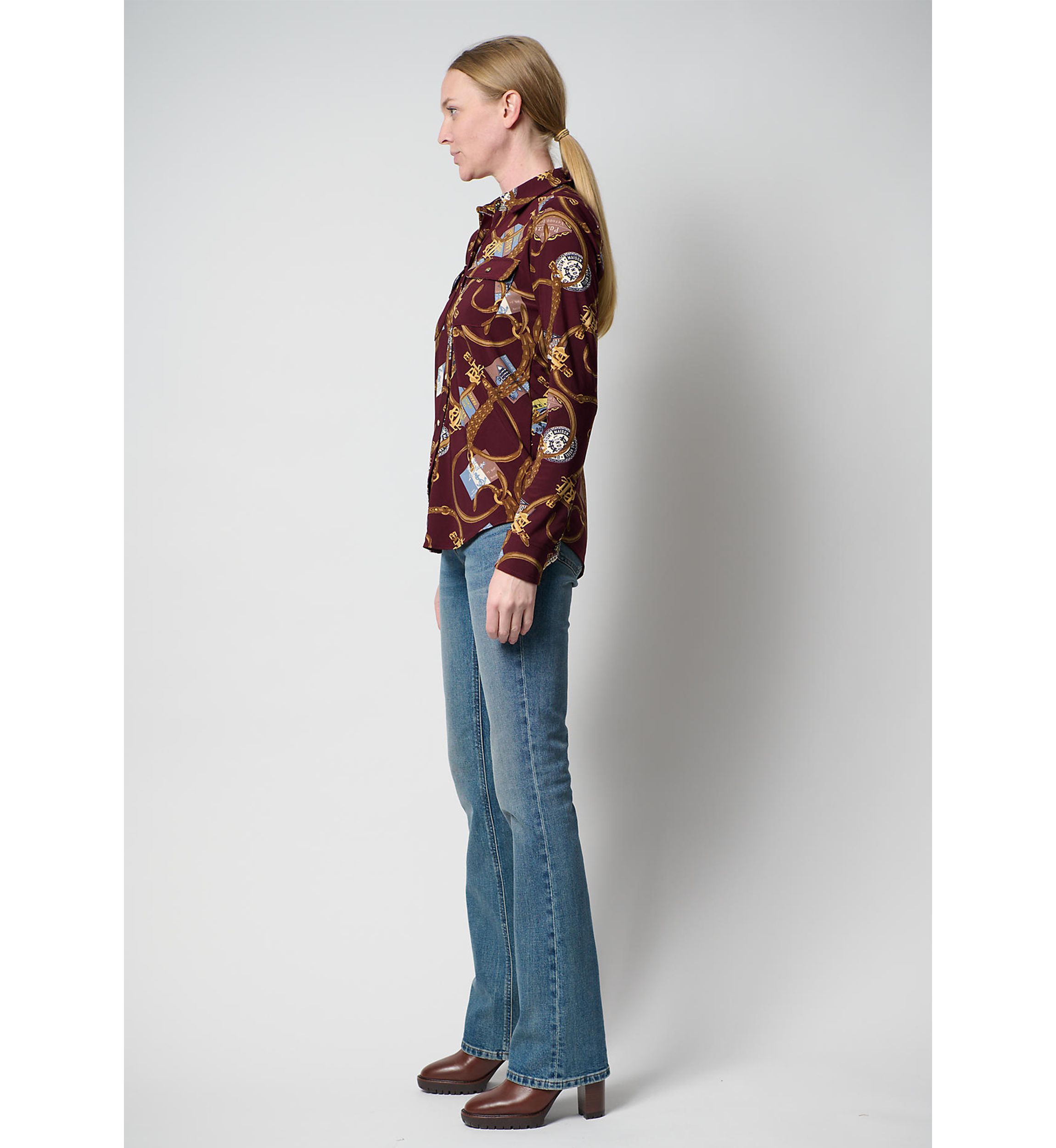Petite Slim Fit Print Stretch Jersey Shirt