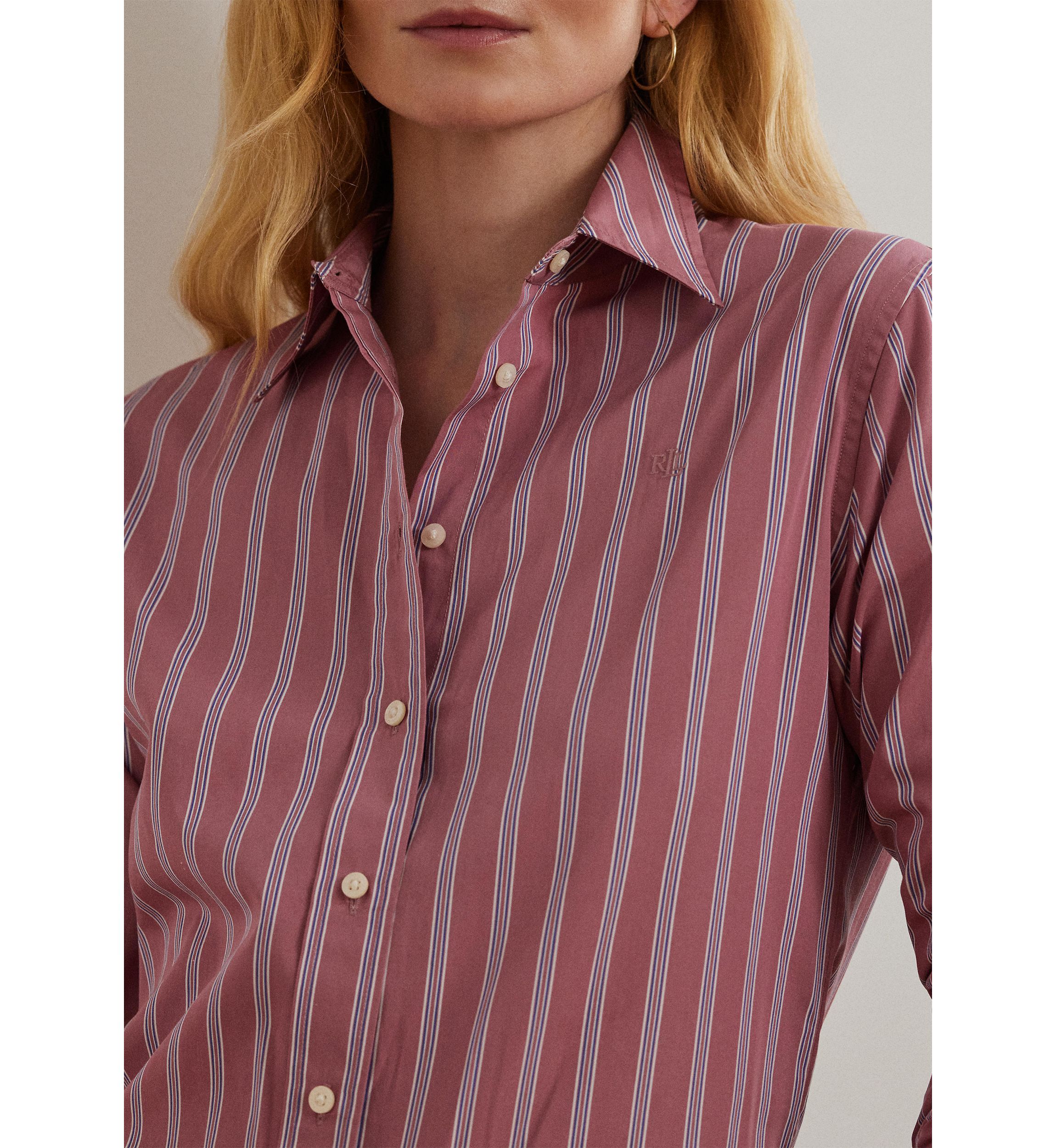 Petite Classic Fit Striped Broadcloth Shirt