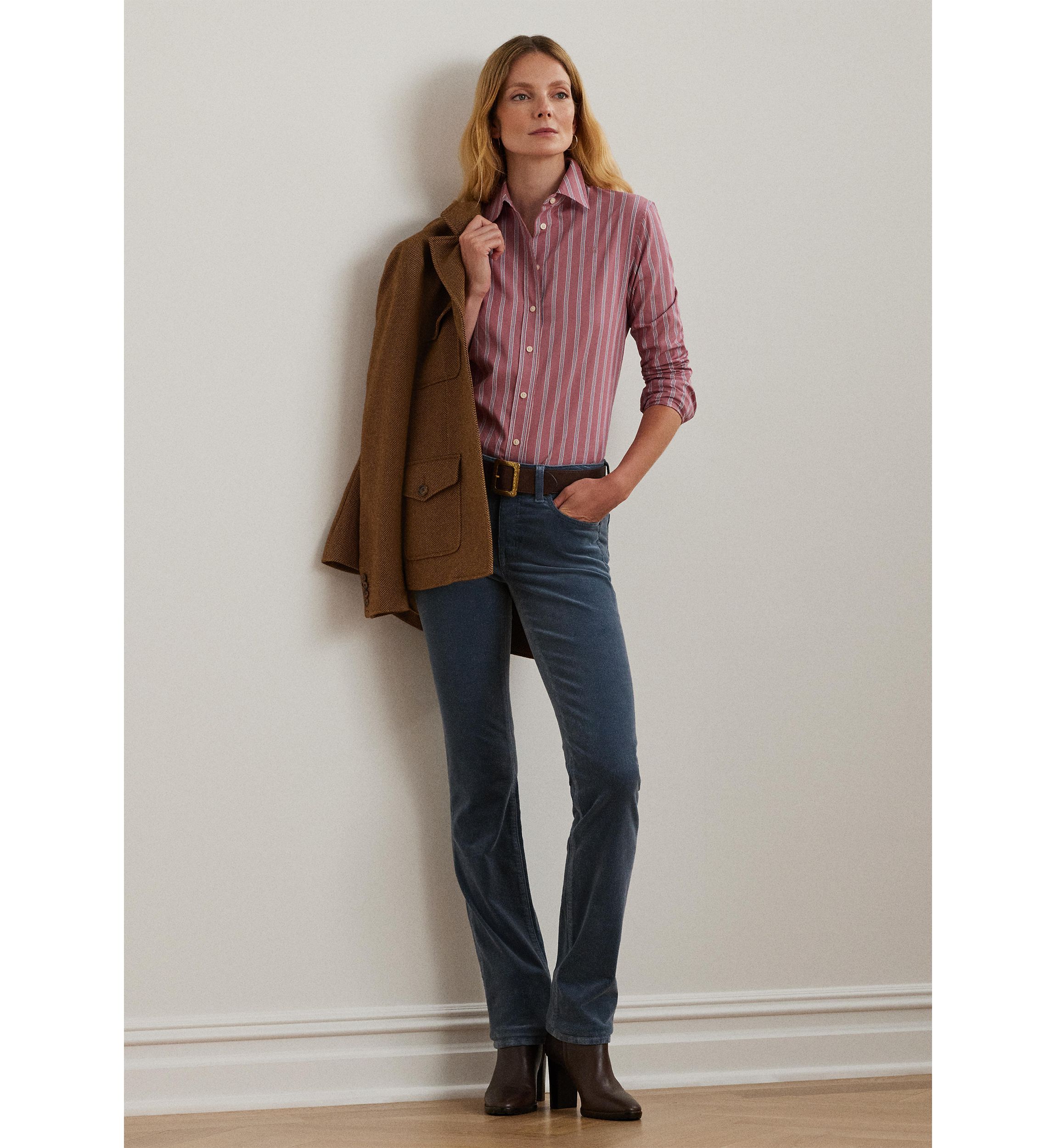 Petite Classic Fit Striped Broadcloth Shirt