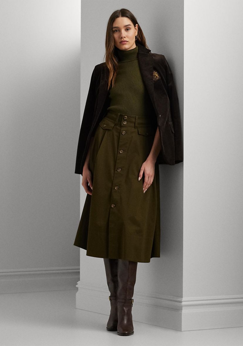 Petite Faux-Leather-Trim Ribbed Turtleneck