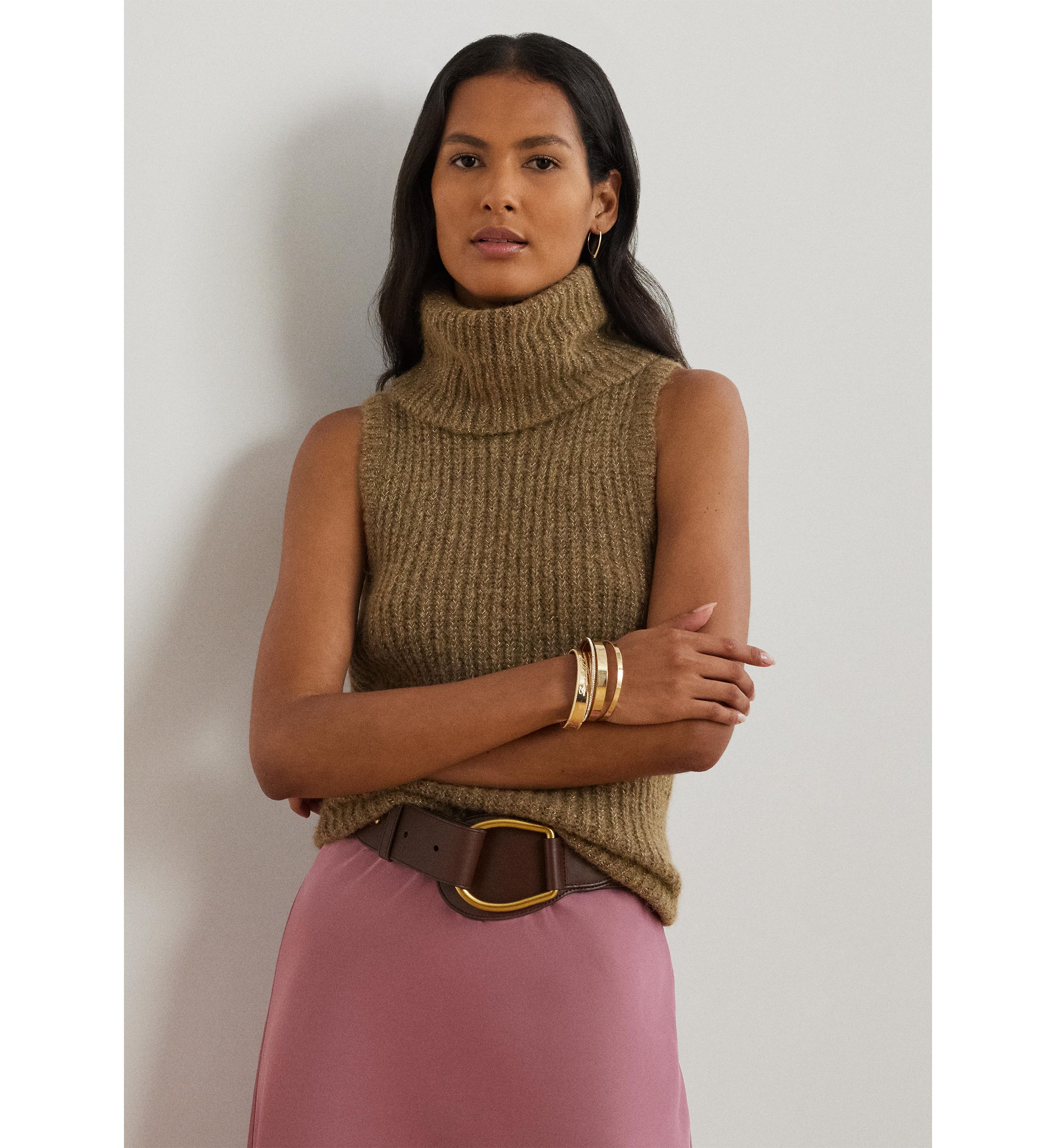 Petite Wool-Blend Sleeveless Turtleneck Sweater