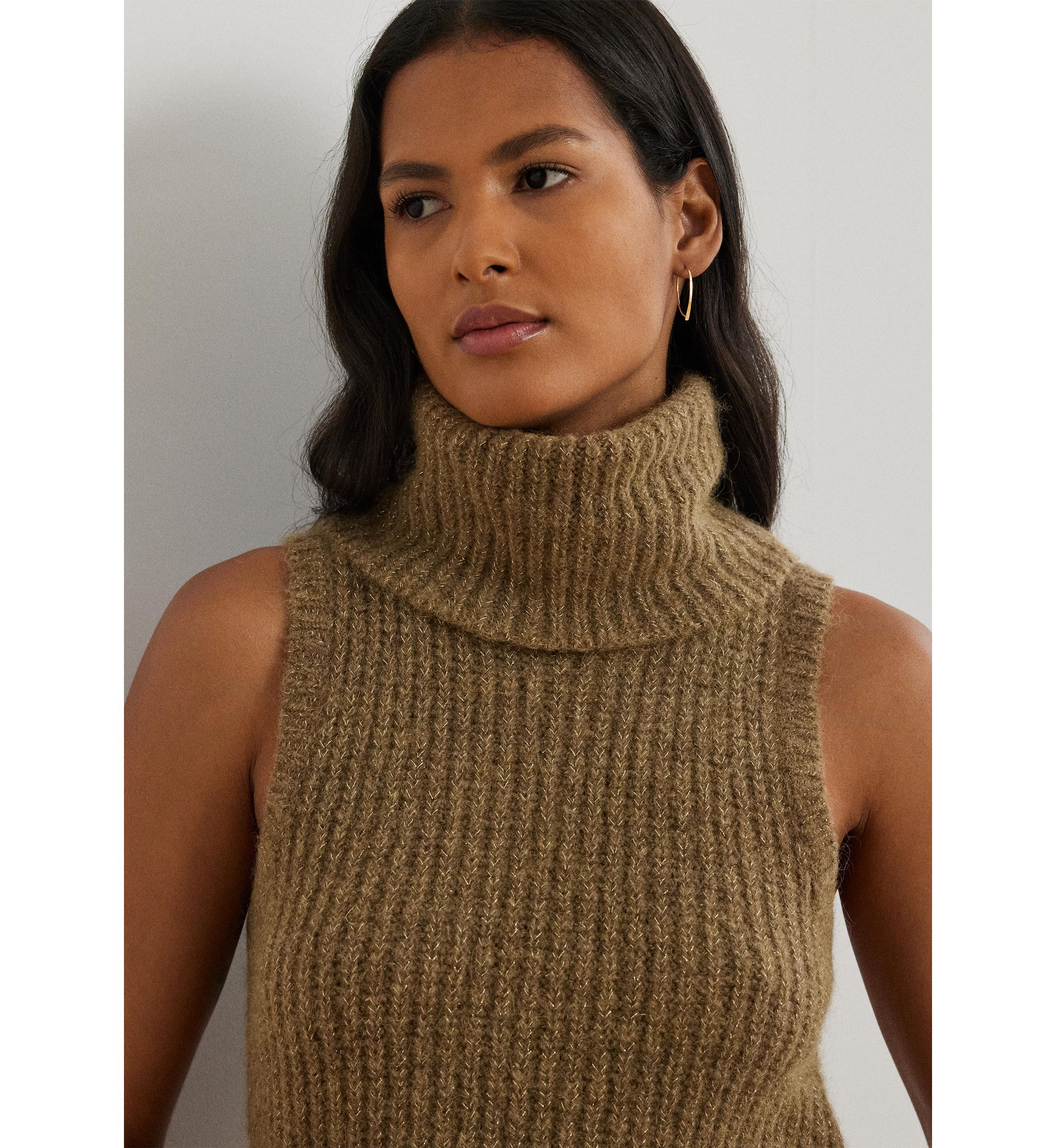 Petite Wool-Blend Sleeveless Turtleneck Sweater