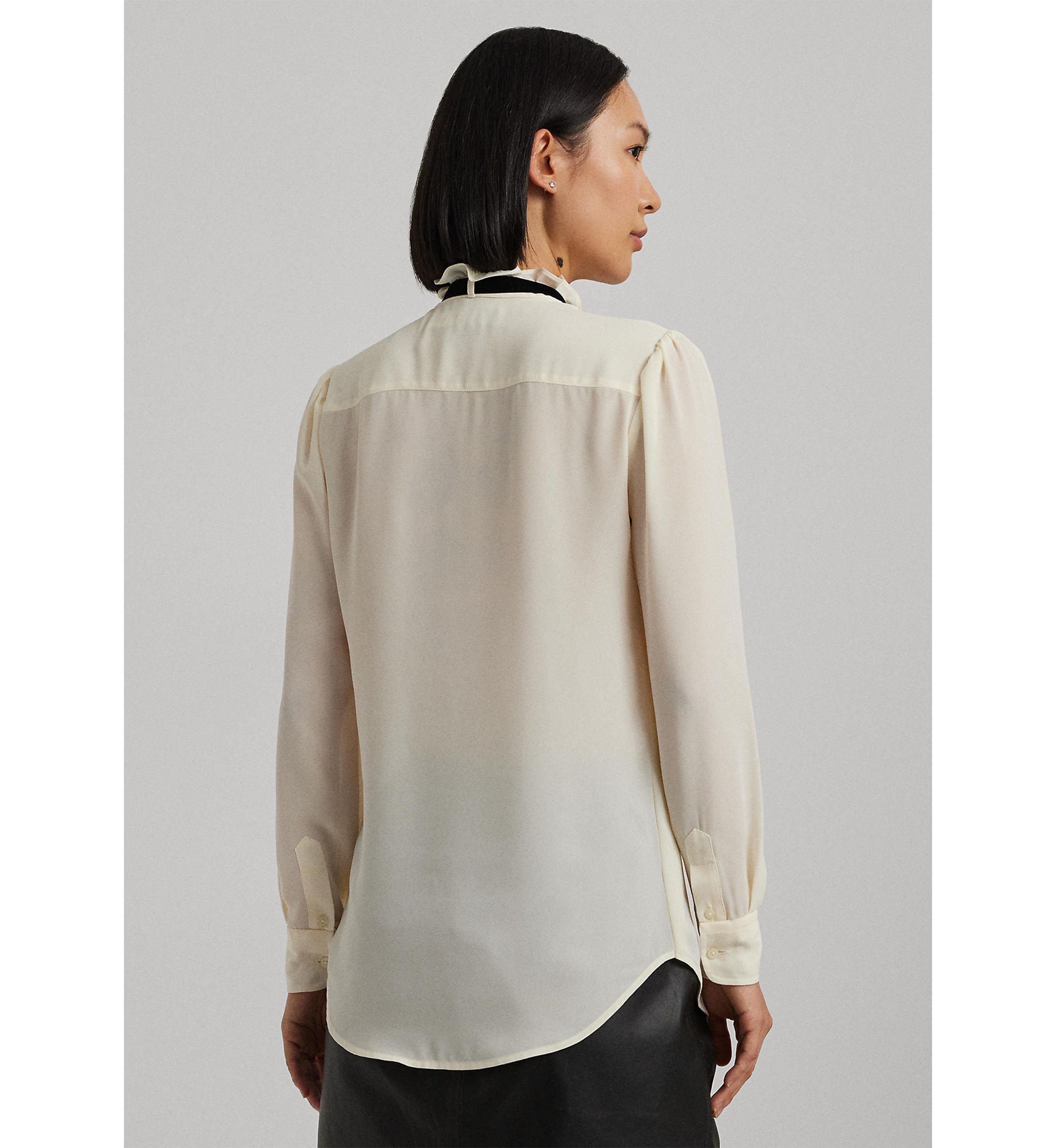 Petite Size Ruffle-Trim Georgette Blouse