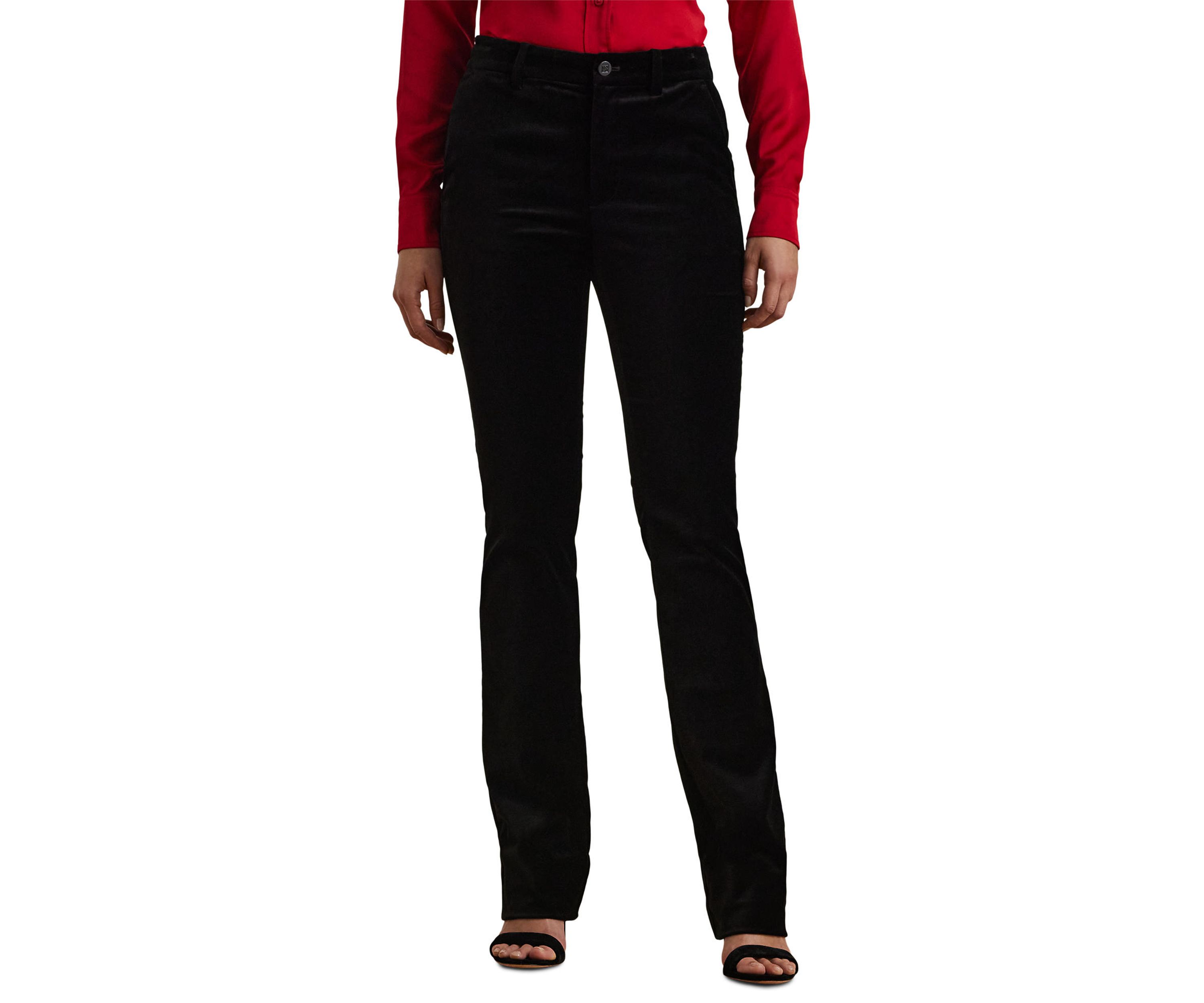 Petite Size High-Rise Stretch Velvet Boot Trousers