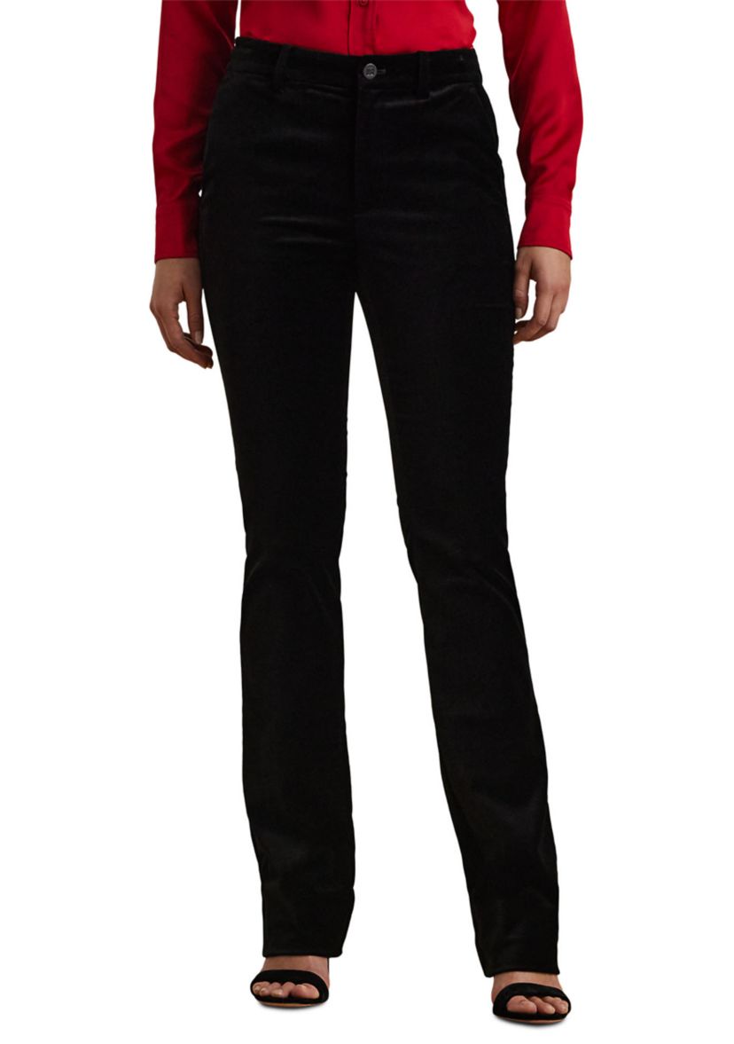 Petite Size High-Rise Stretch Velvet Boot Trousers