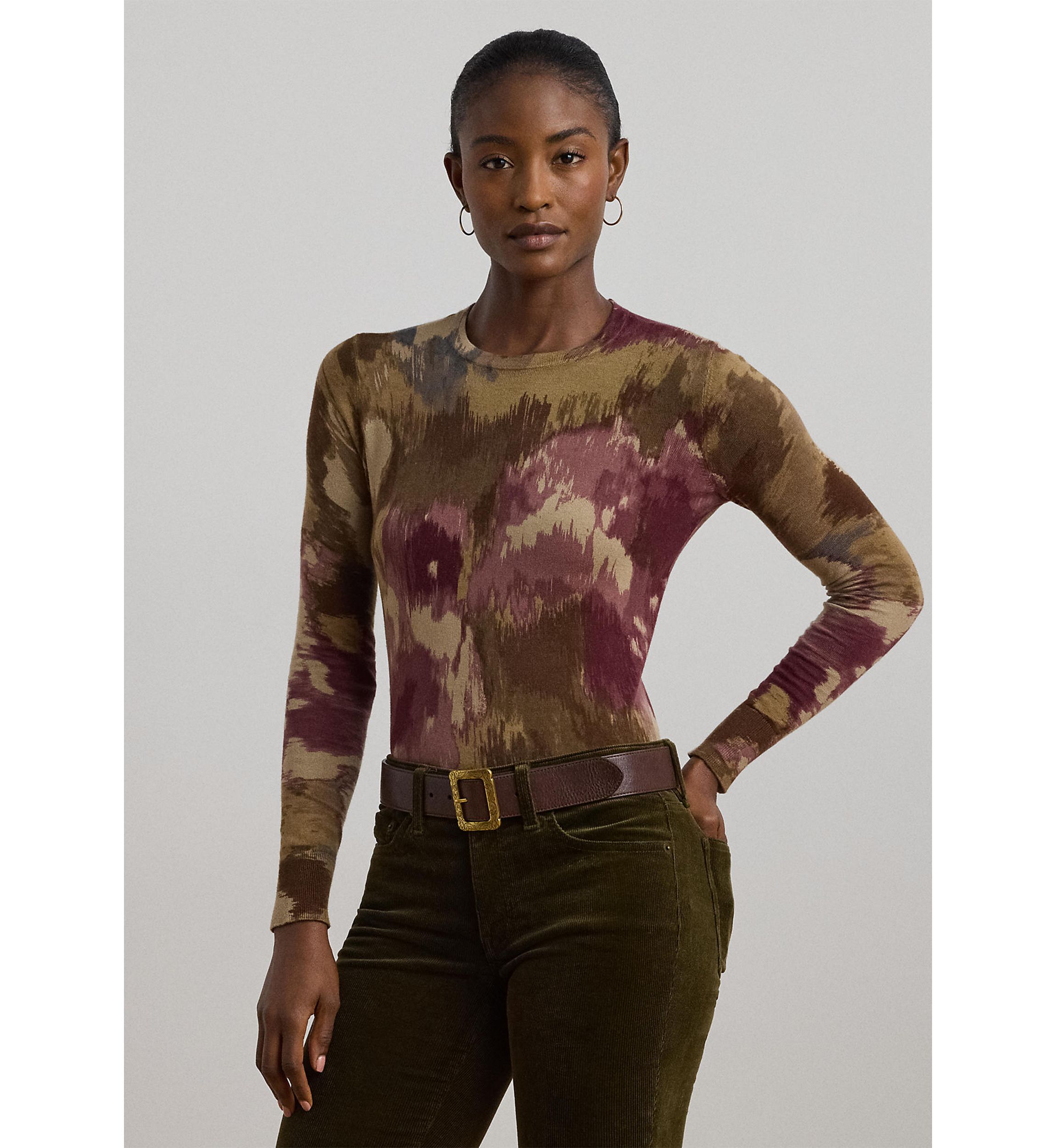 Petite Floral Cotton-Blend Sweater