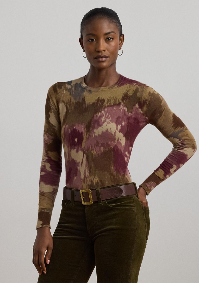 Petite Floral Cotton-Blend Sweater