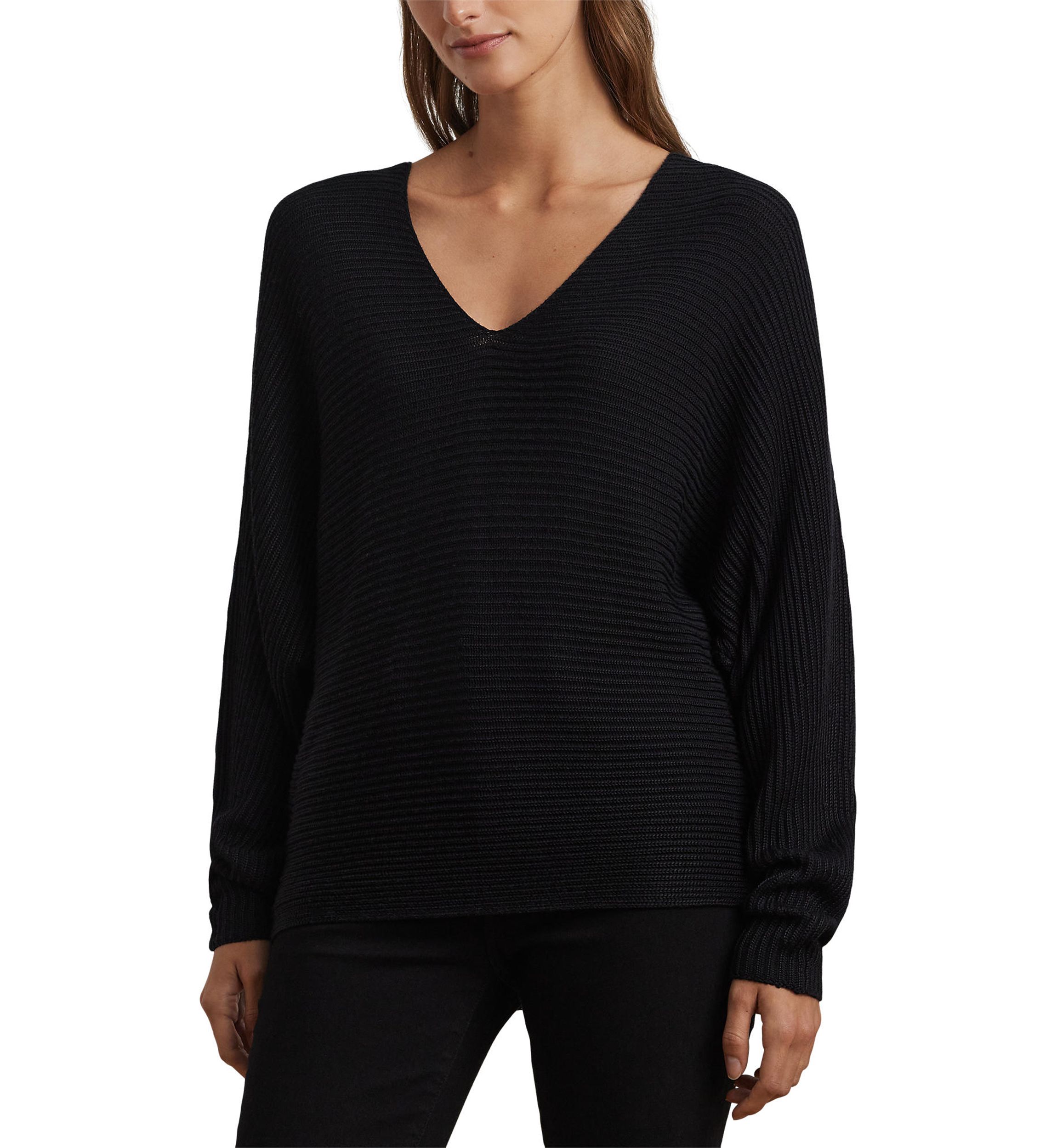 Petite Size Rib-Knit Dolman-Sleeve Sweater