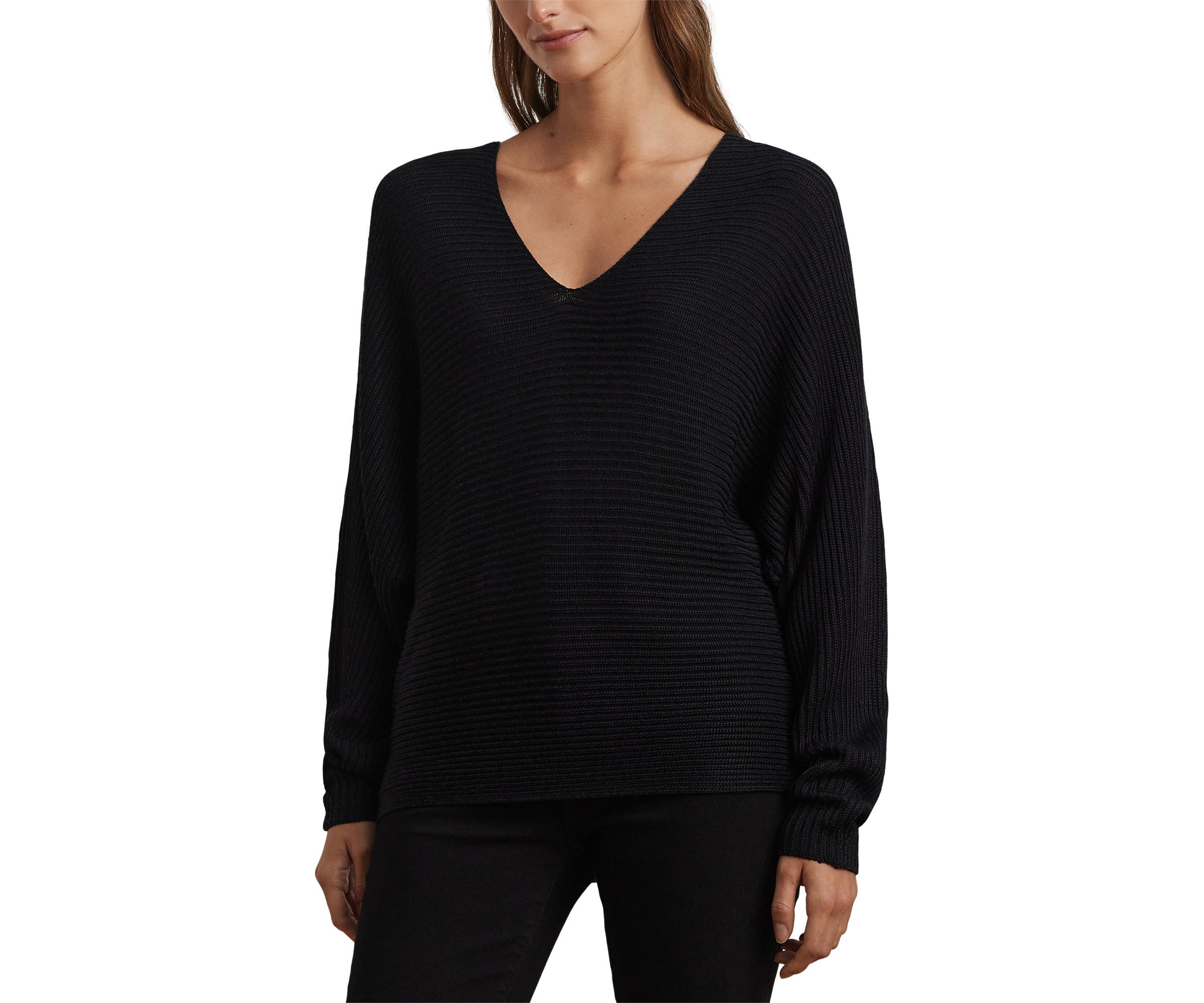 Petite Size Rib-Knit Dolman-Sleeve Sweater